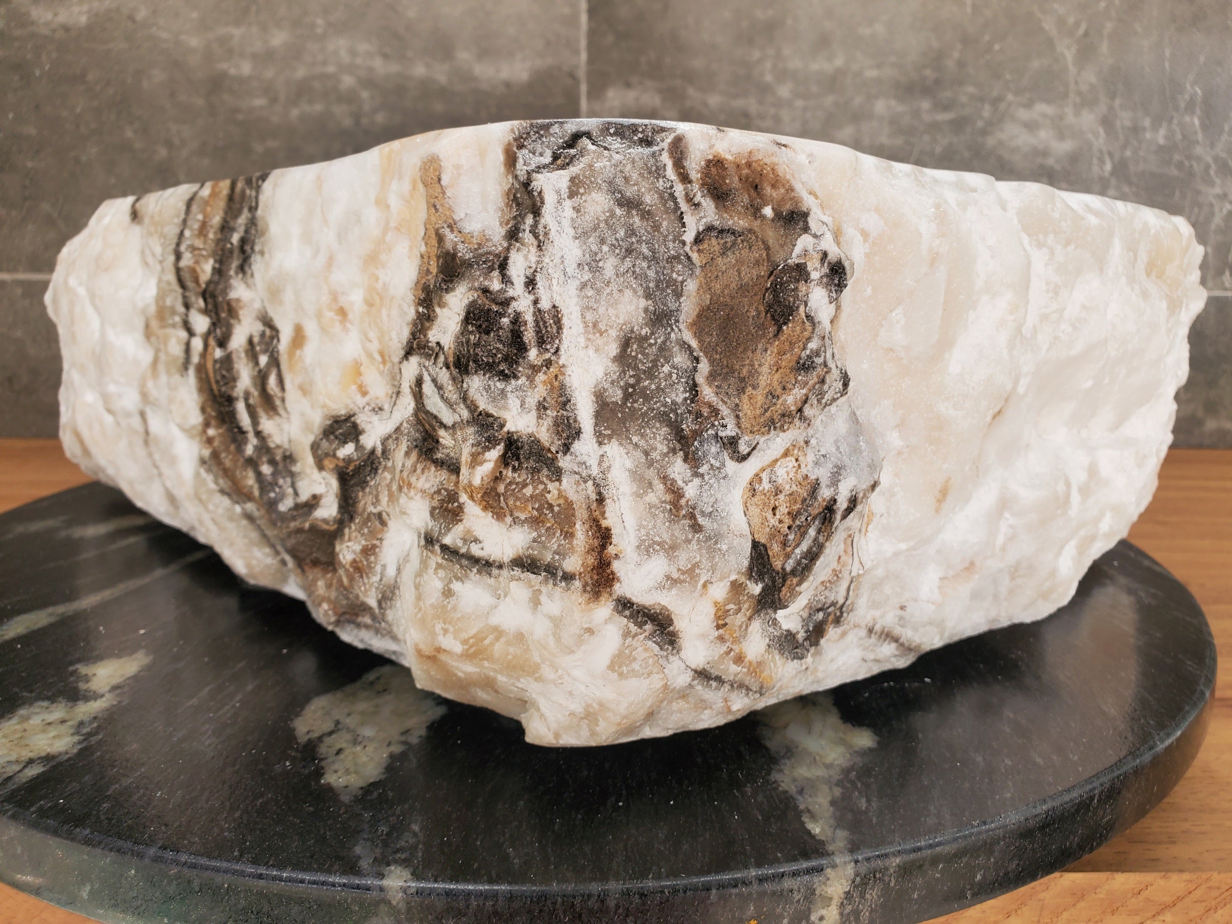 S33_08 Onyx Stone Vessel Bathroom Sink - 17 x 13.5 inch