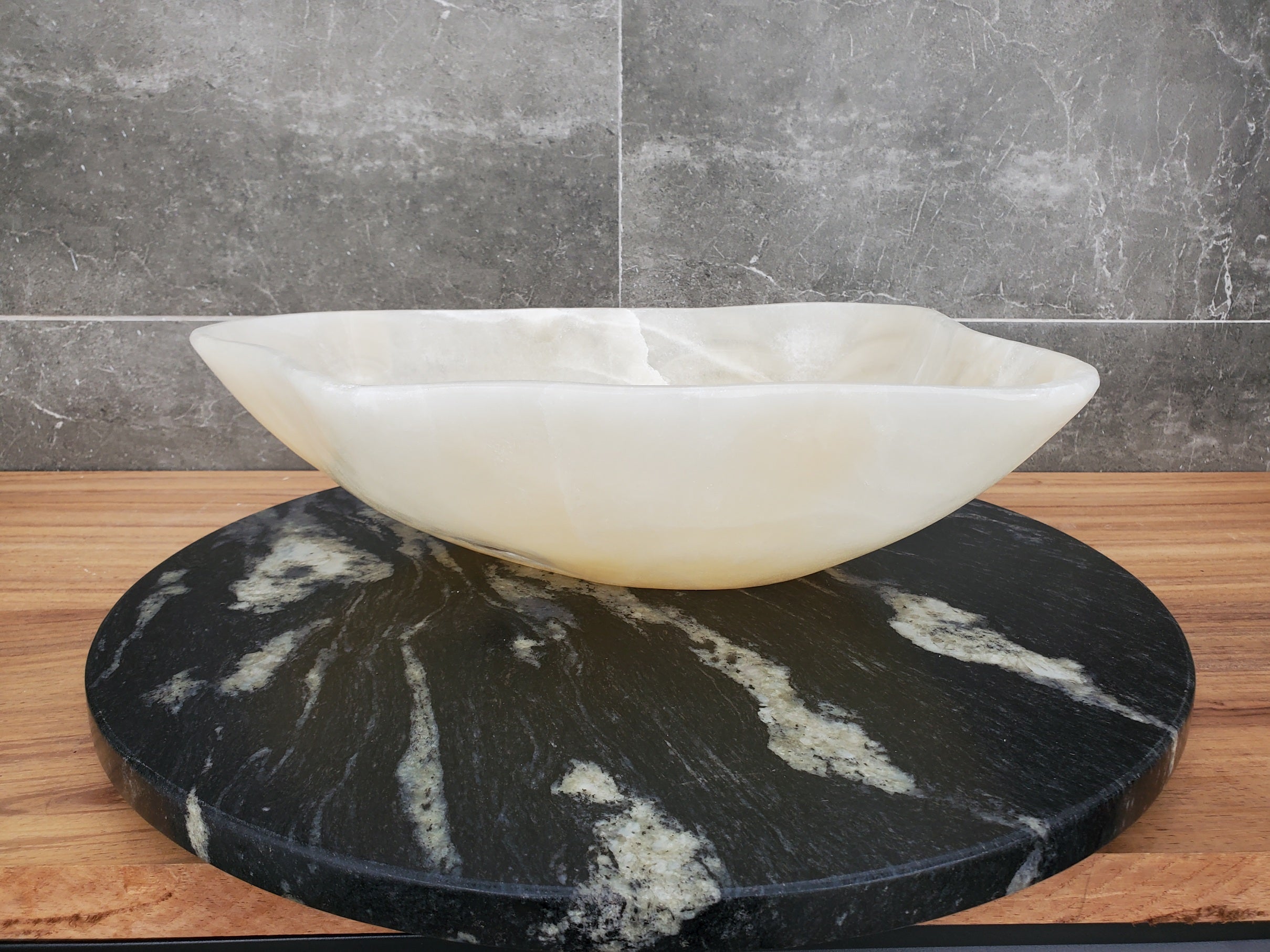 S32_04 Onyx Stone Vessel Bathroom Sink - 16.5 x 13 Inch
