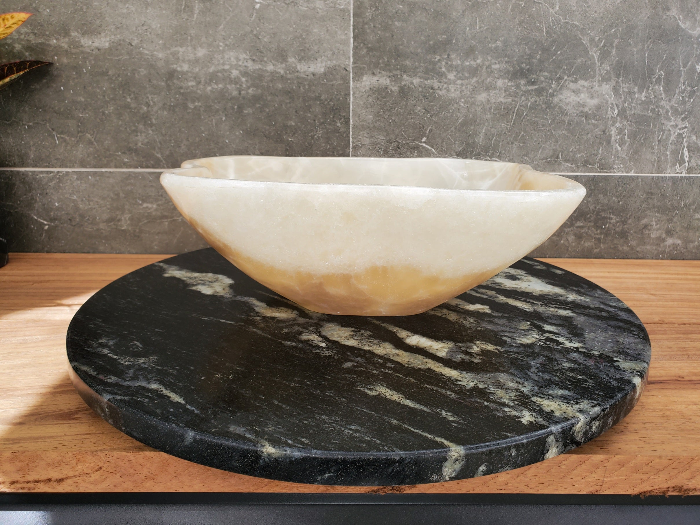 S32_22 Onyx Stone Vessel Bathroom Sink - 14 x 12 inch