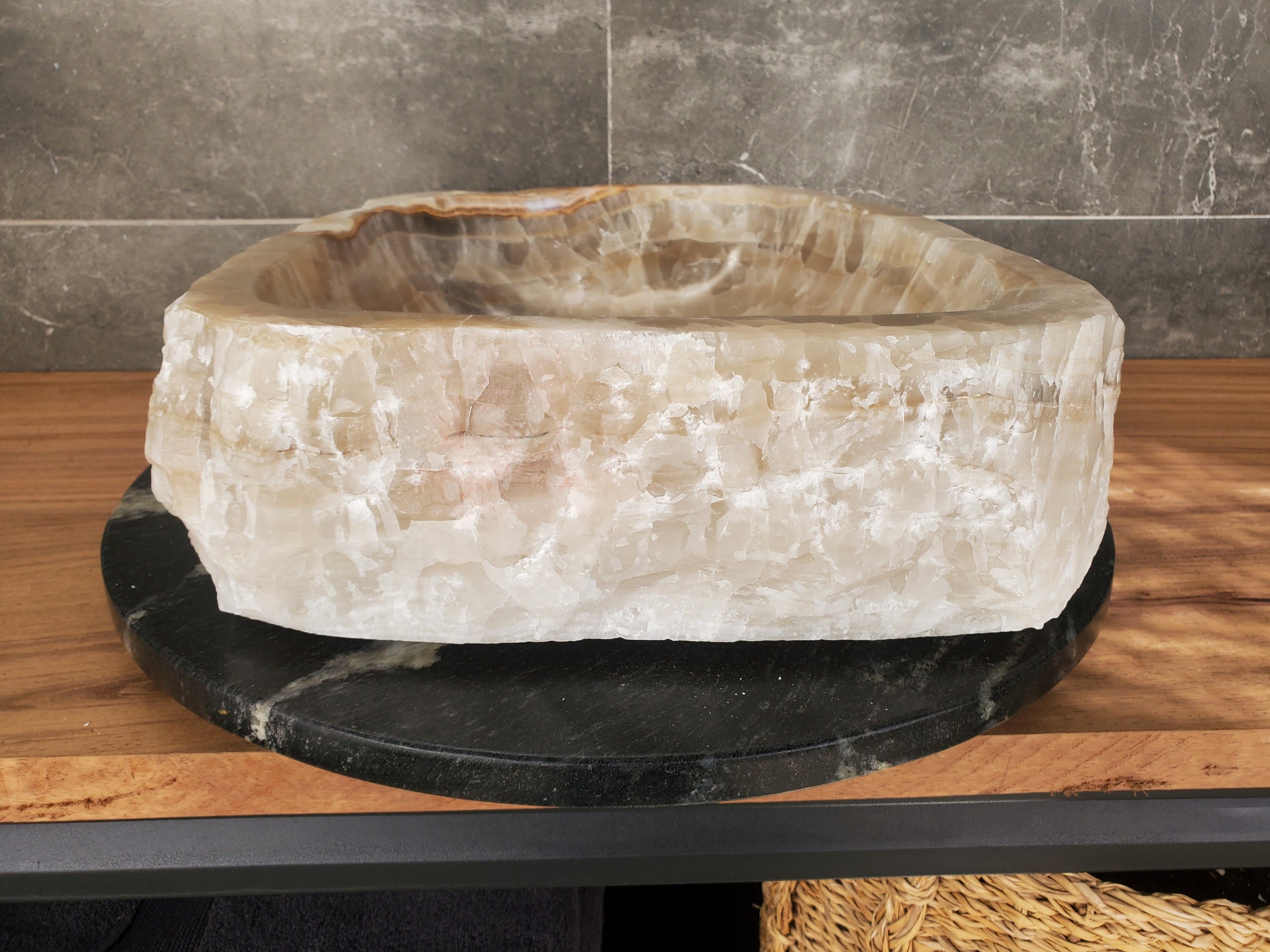 S33_15 Onyx Stone Vessel Sink - 17 x 14 inch