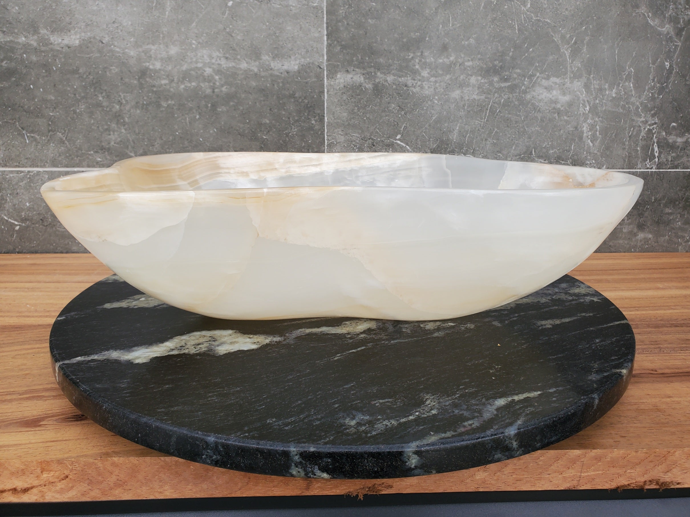 S32_11 Onyx Stone Vessel Bathroom Sink - 18 x 12 inch