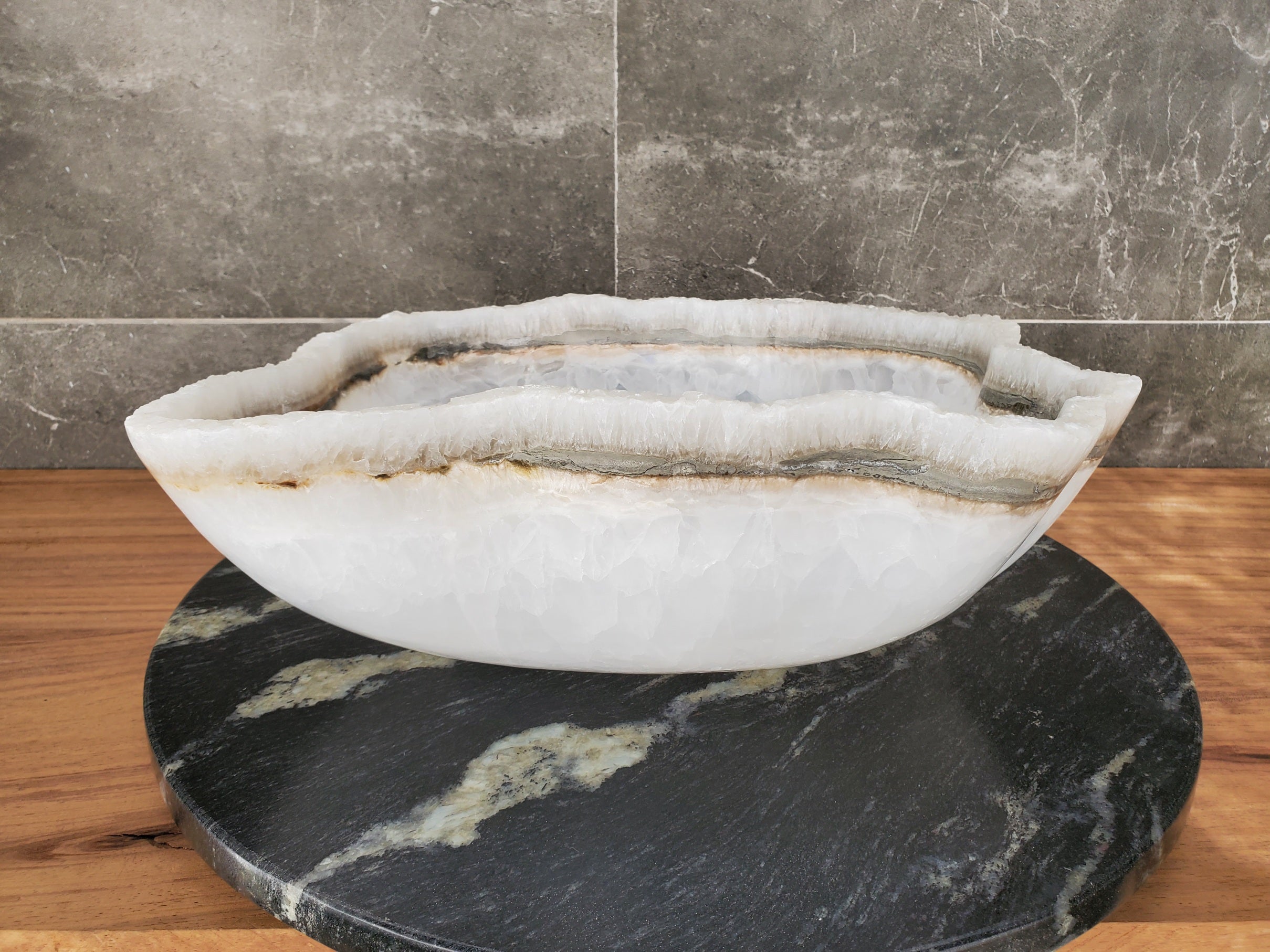 S33_48 White Onyx Bathroom Vessel Sink