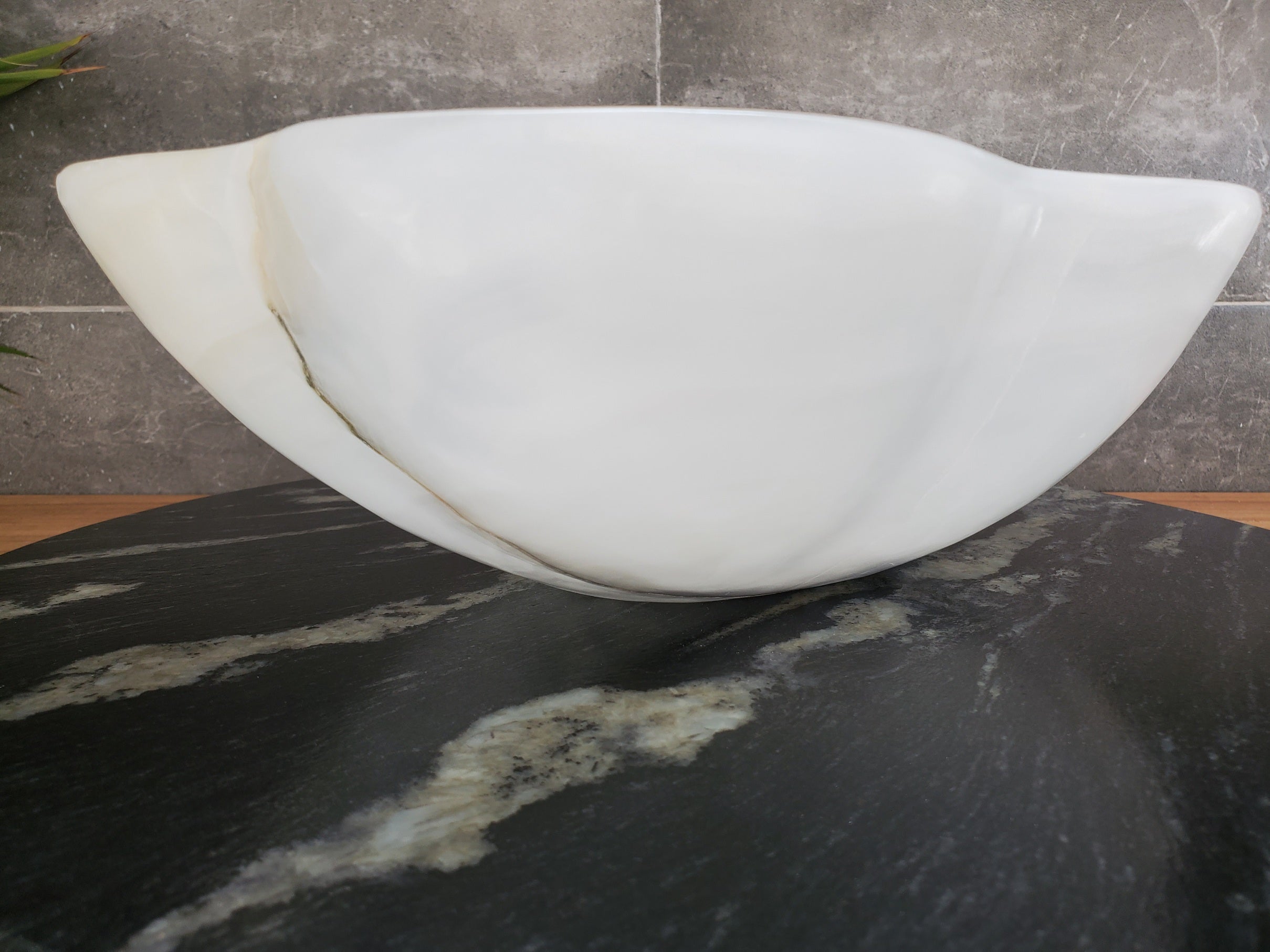 S33_26 White Onyx Bathroom Vessel Sink - 15.5 x 13 inch