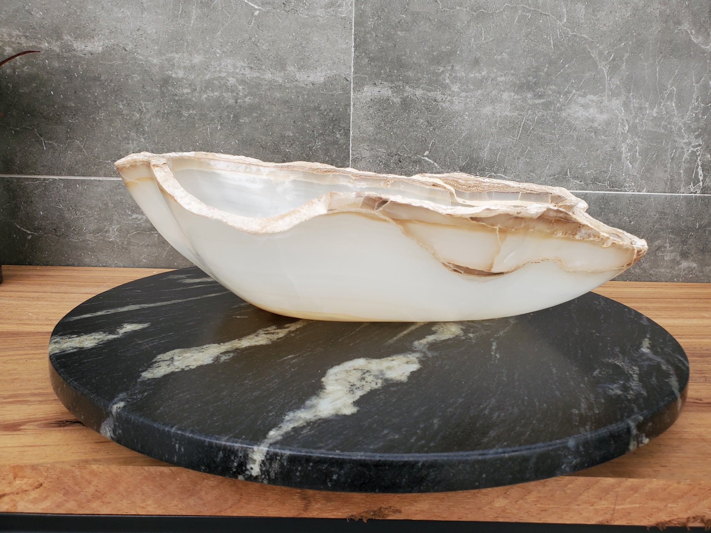 S32_13 Onyx Stone Vessel Bathroom Sink - 17 x 12 inch