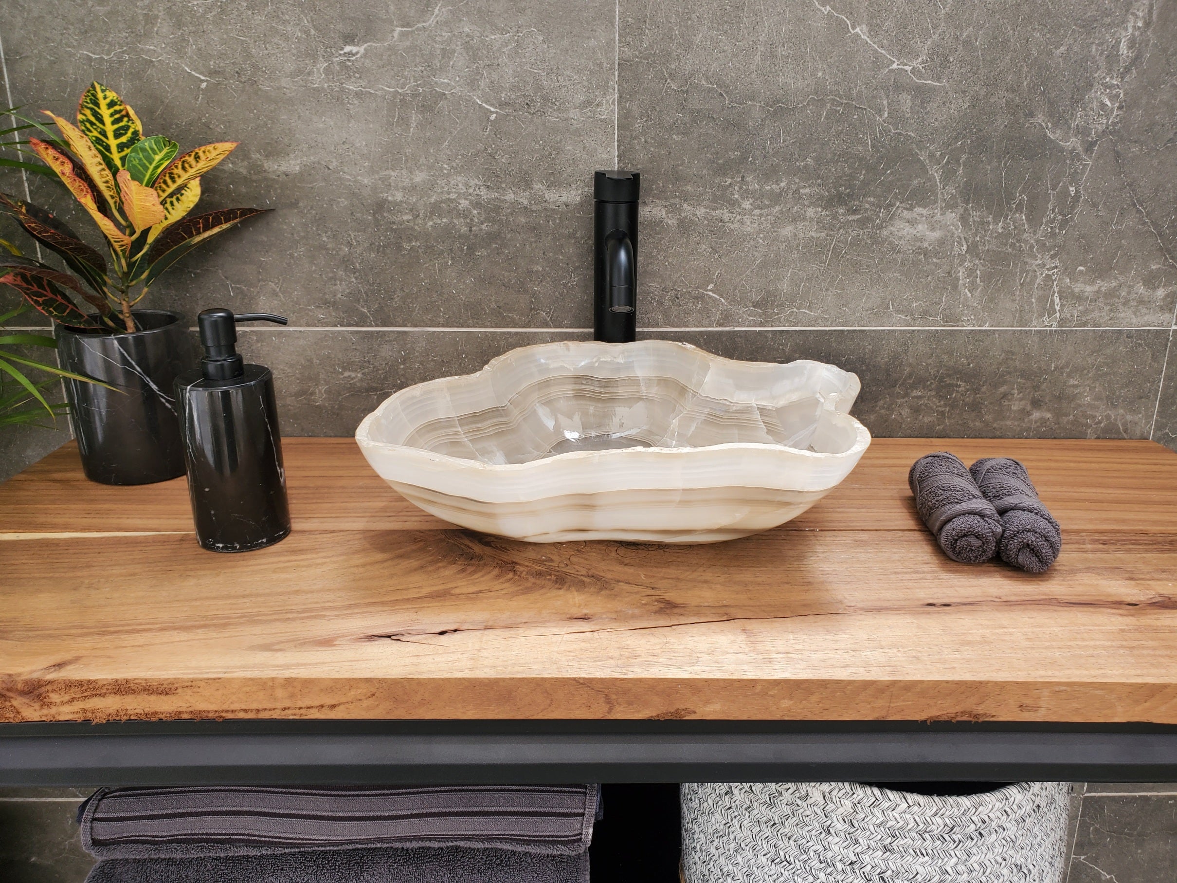 SET3203 Onyx Stone Master Bath Set of 2 (Two) Vessel Sinks