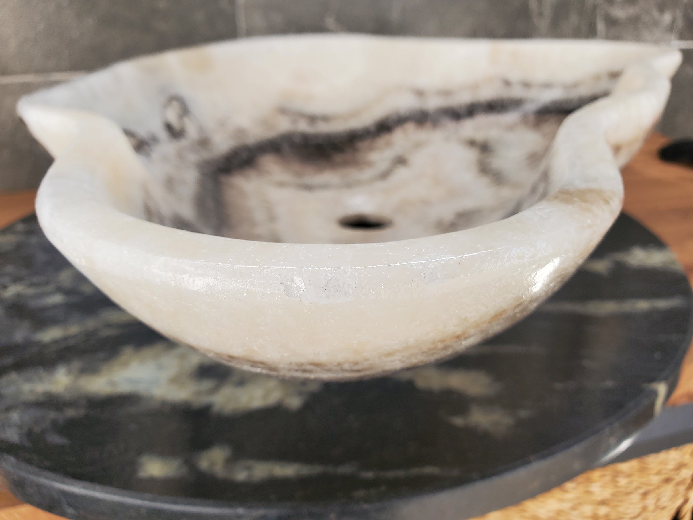 S32_23 Onyx Stone Vessel Bathroom Sink - 16.5 x 13.5 inch