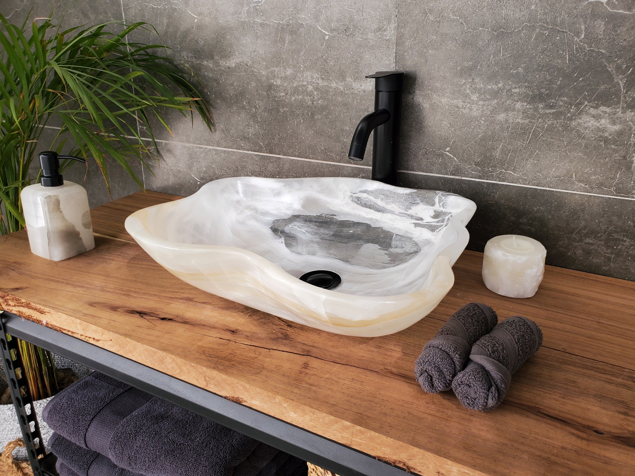 SET3301 Onyx Stone Master Bath Set of 2 (Two) Vessel Sinks