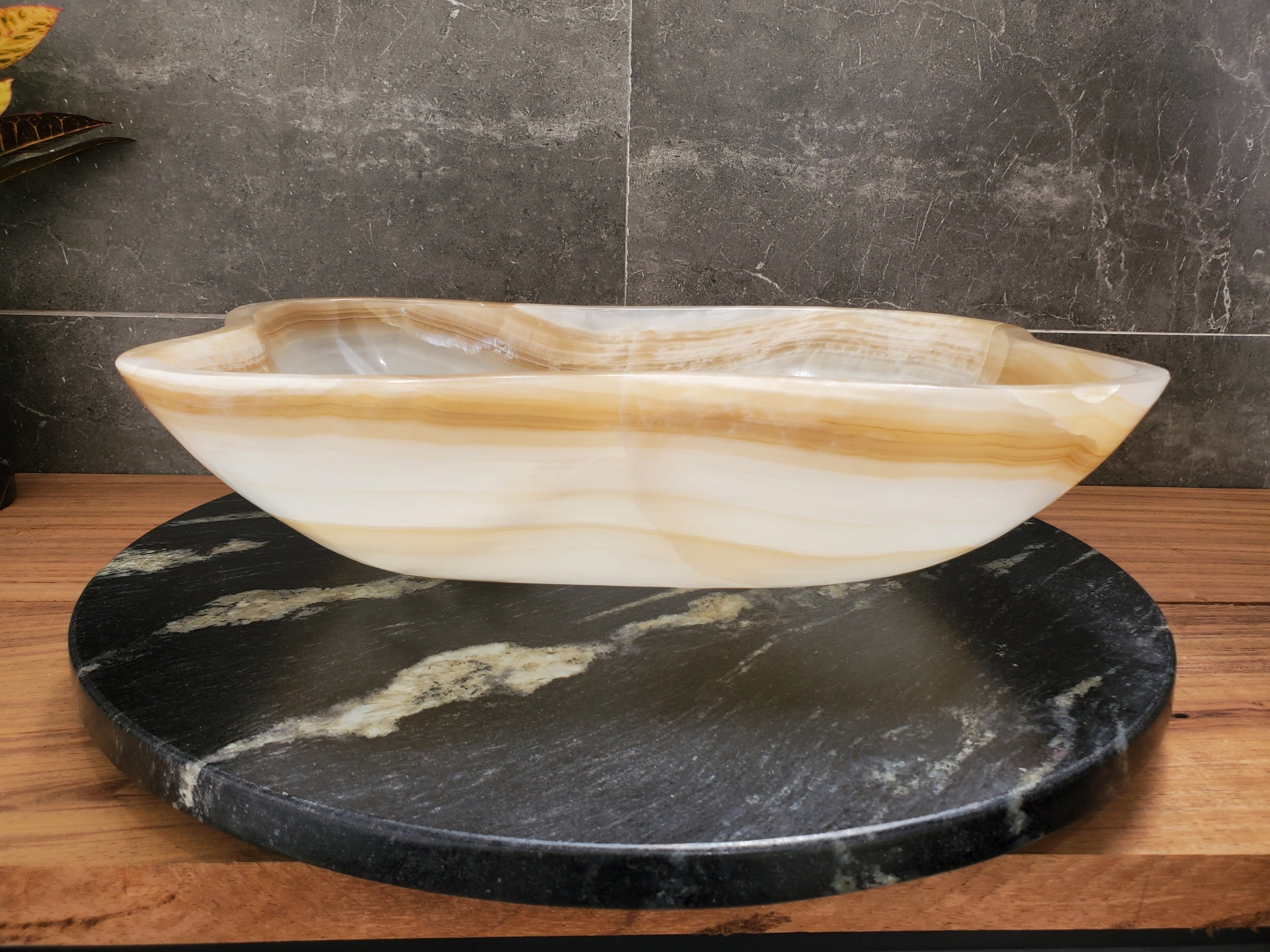 S32_14 Onyx Stone Vessel Bathroom Sink - 17.5 x 13 inch