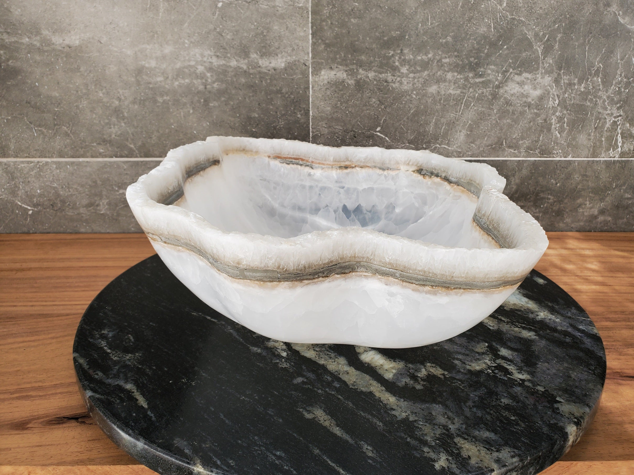 S33_48 White Onyx Bathroom Vessel Sink