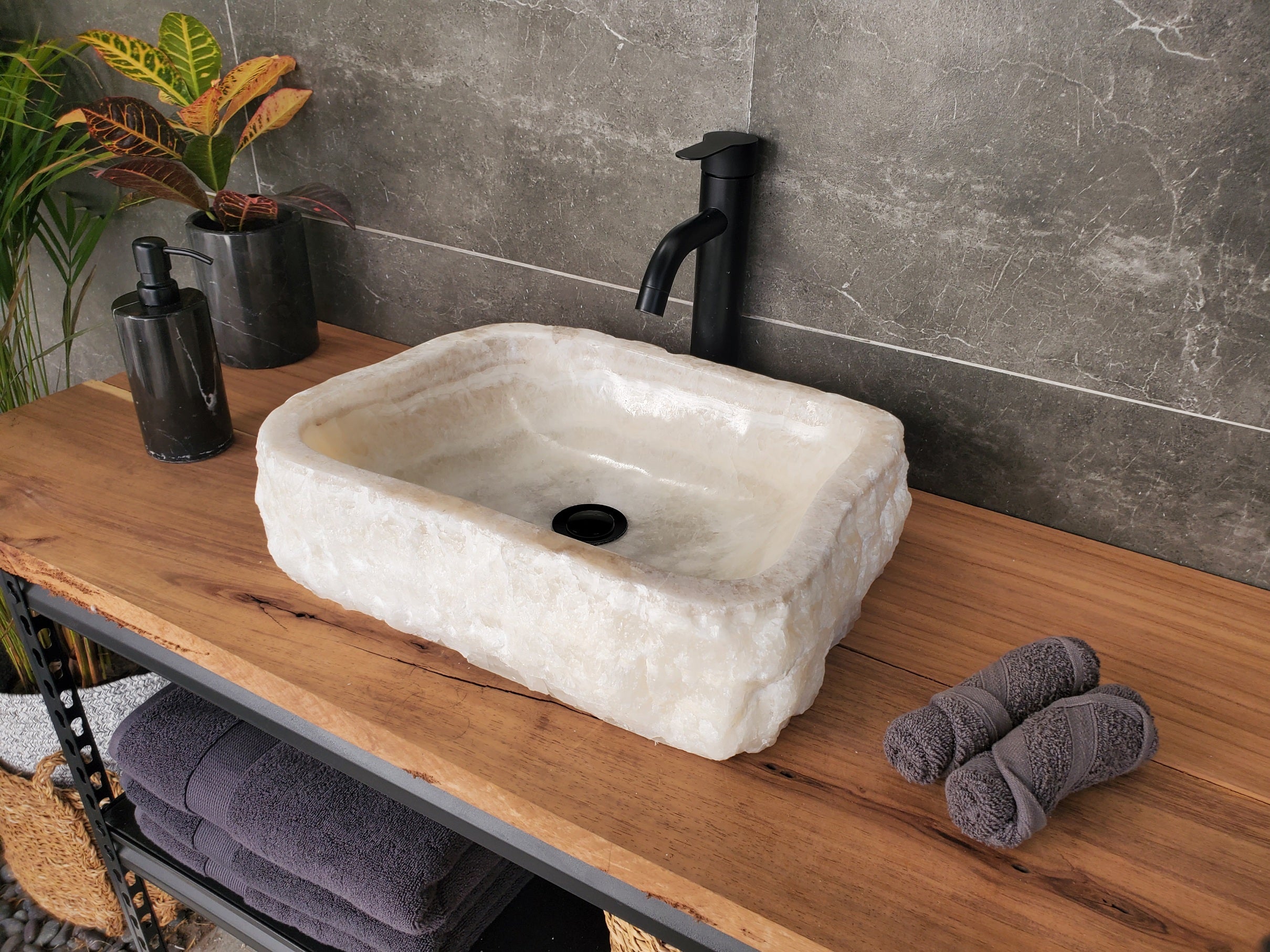 SET3401 Onyx Stone Master Bath Set of 2 (Two) Vessel Sinks