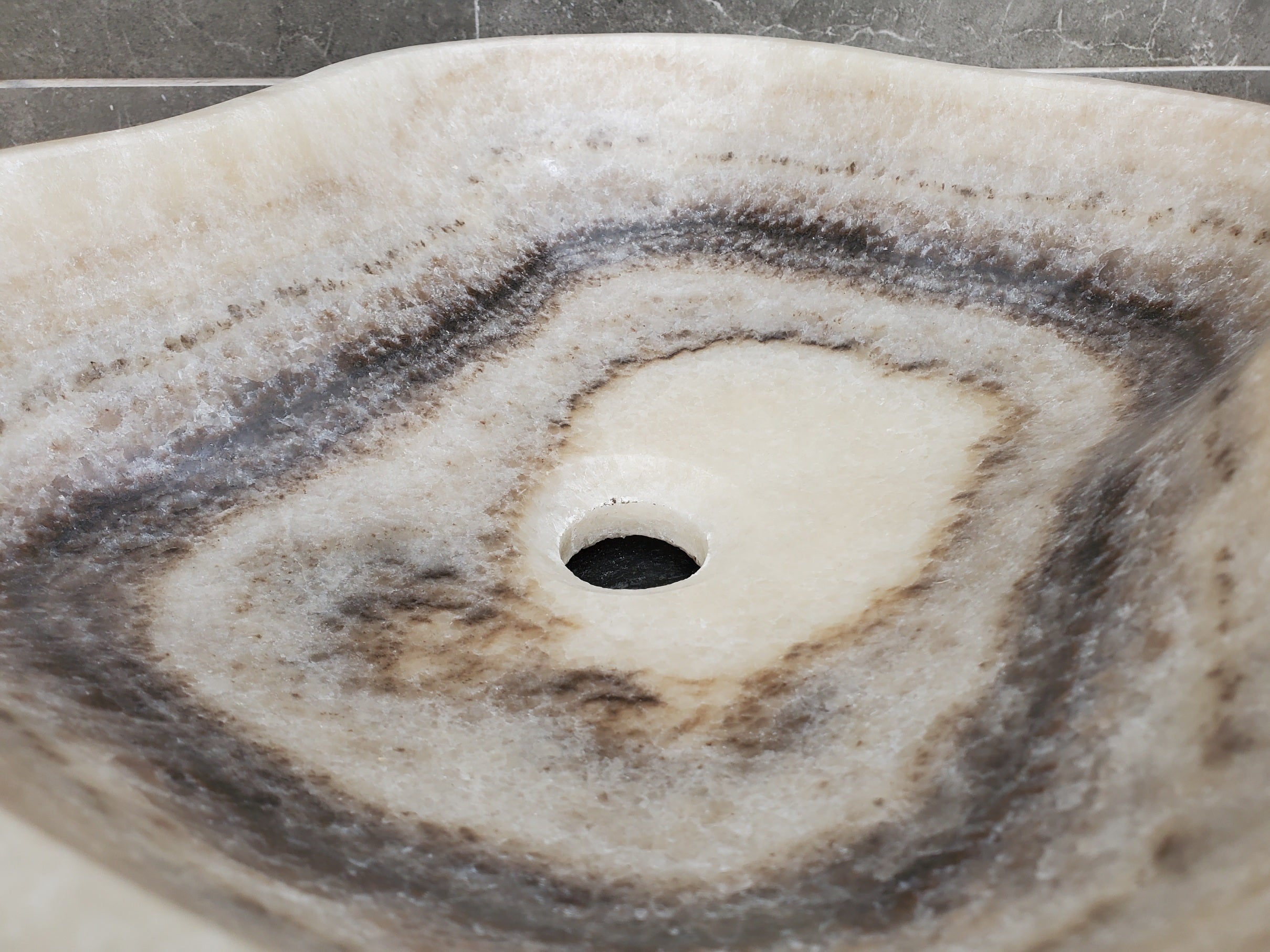 S32_12 Onyx Stone Vessel Bathroom Sink - 16.5 x 13.5 inch