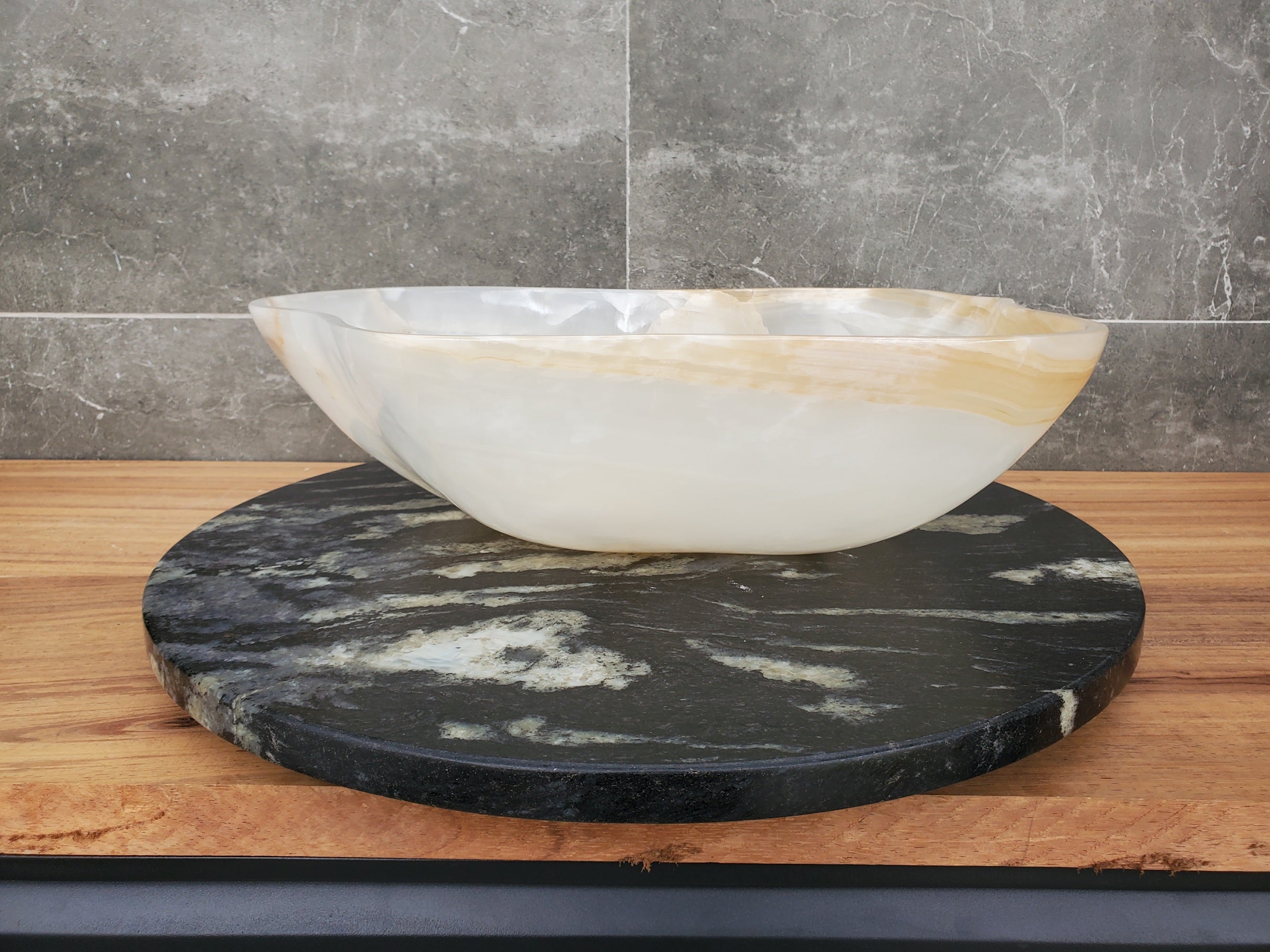 S32_11 Onyx Stone Vessel Bathroom Sink - 18 x 12 inch