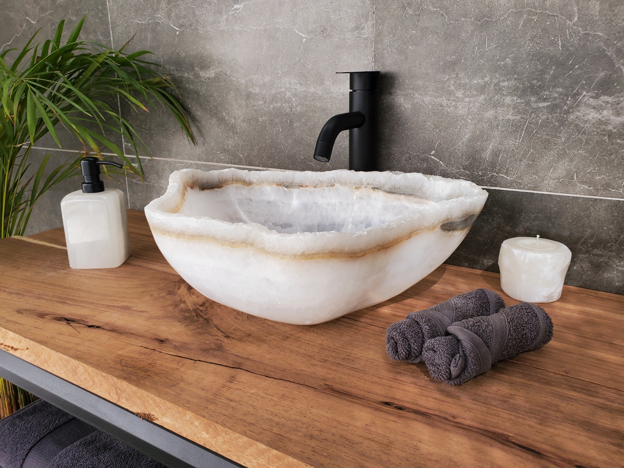 S33_49 White Onyx Bathroom Vessel Sink