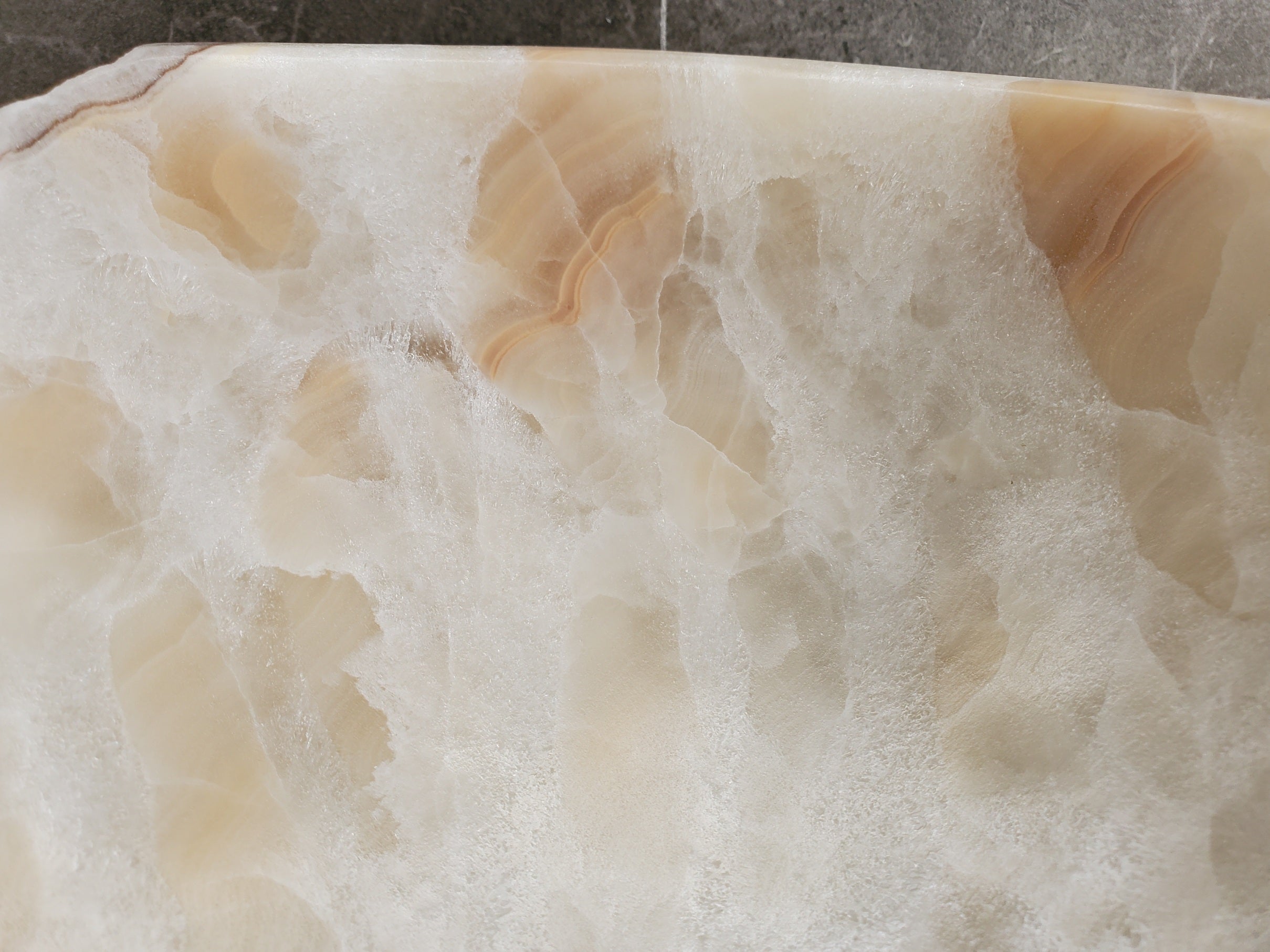 S33_33 Neutral White Onyx Bathroom Vessel Sink - 18 x 11 inch