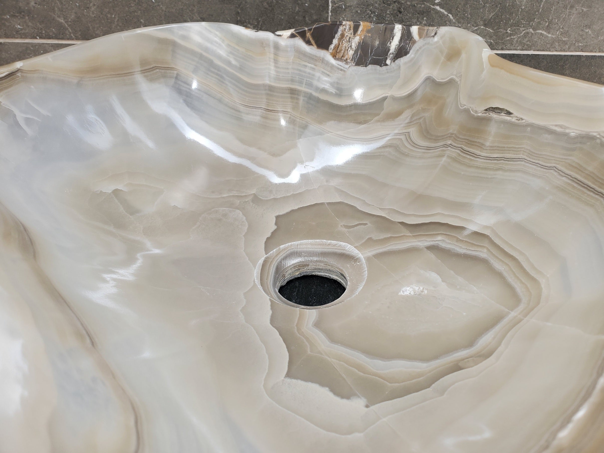 S32_17 Onyx Stone Vessel Bathroom Sink - 15 x 13 inch