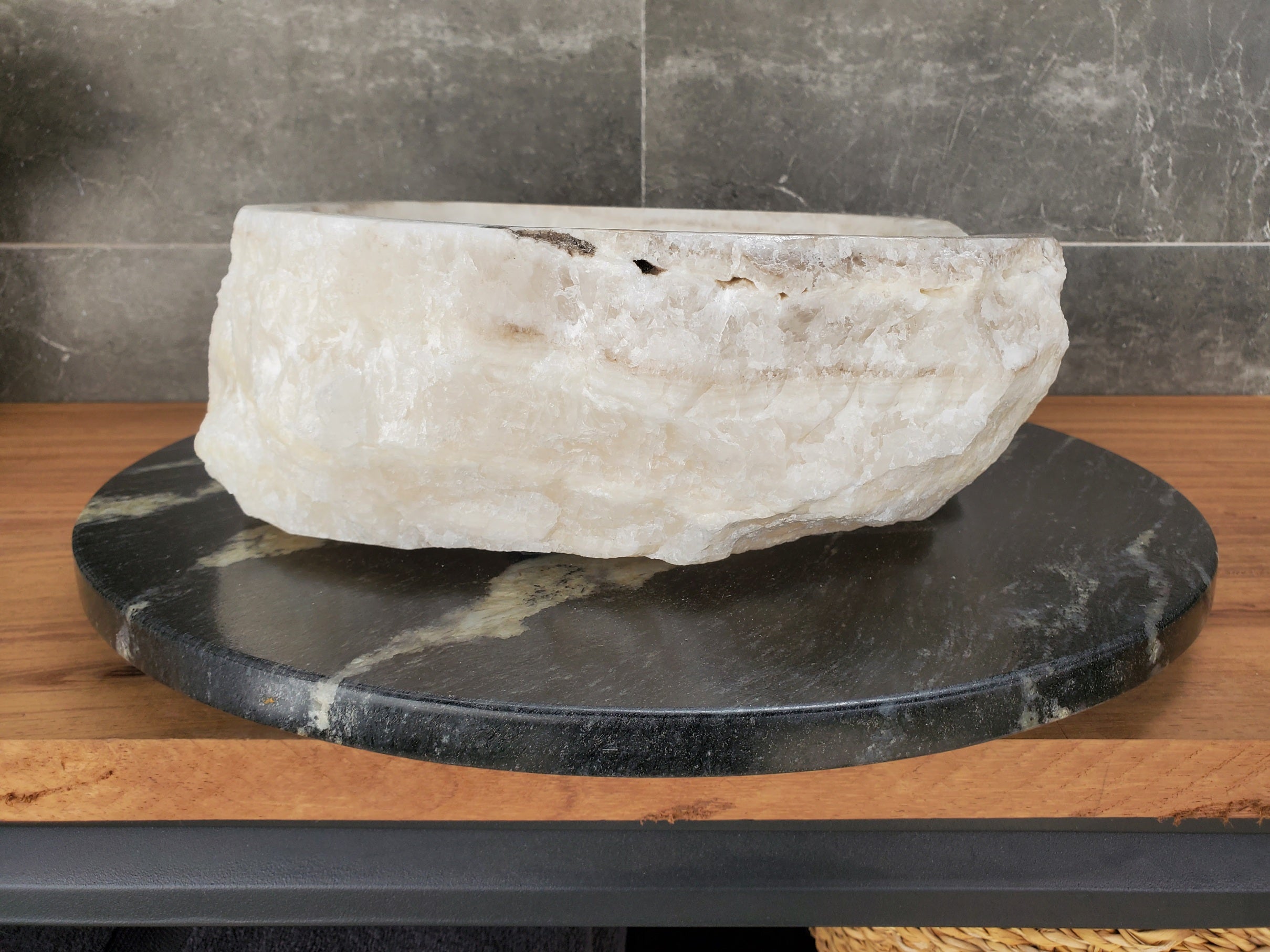 S33_18 Onyx Stone Vessel Sink- 15.5 x 13.5 inch