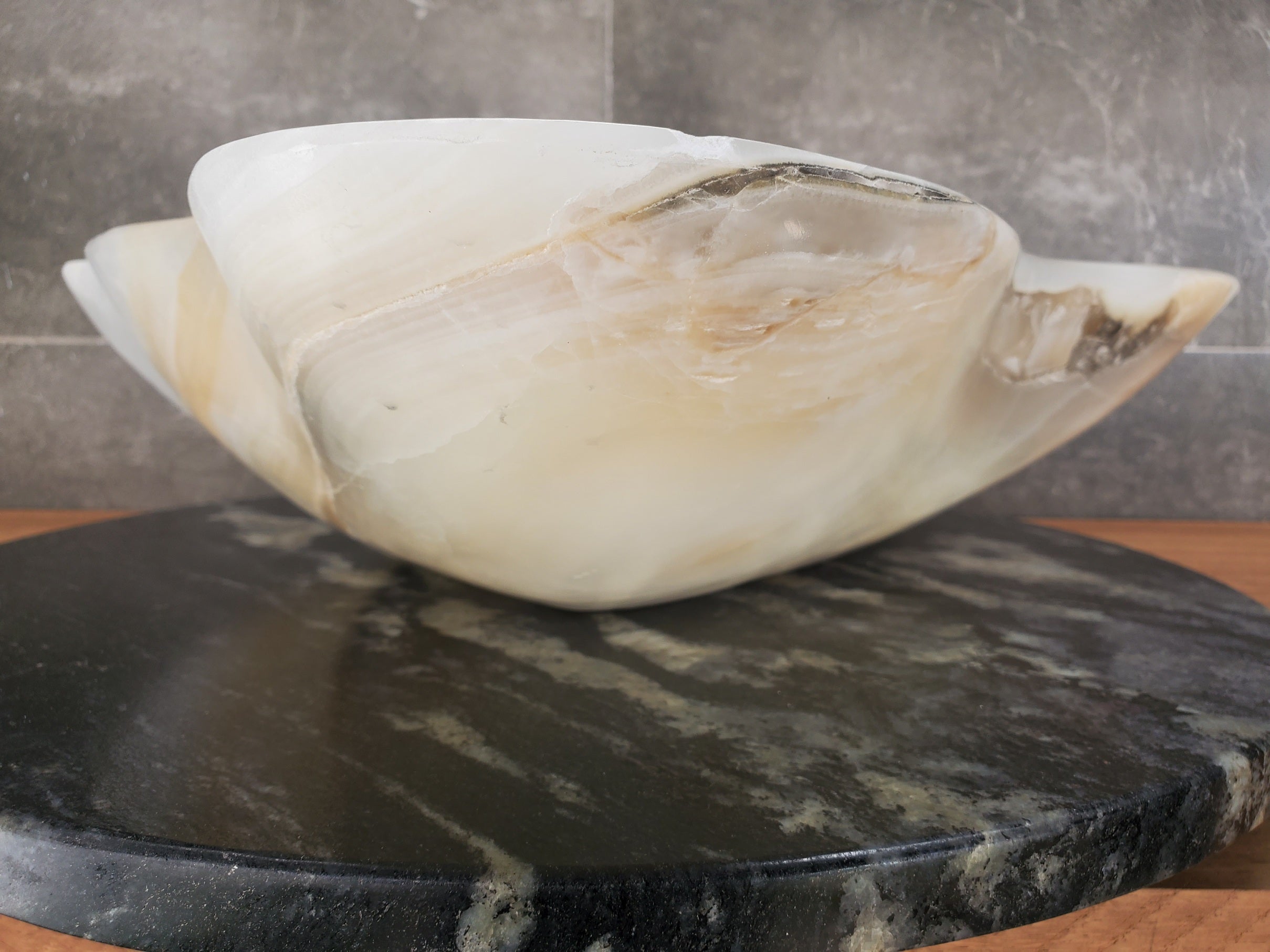 S33_23 White Onyx Bathroom Vessel Sink - 17 x 16 inch