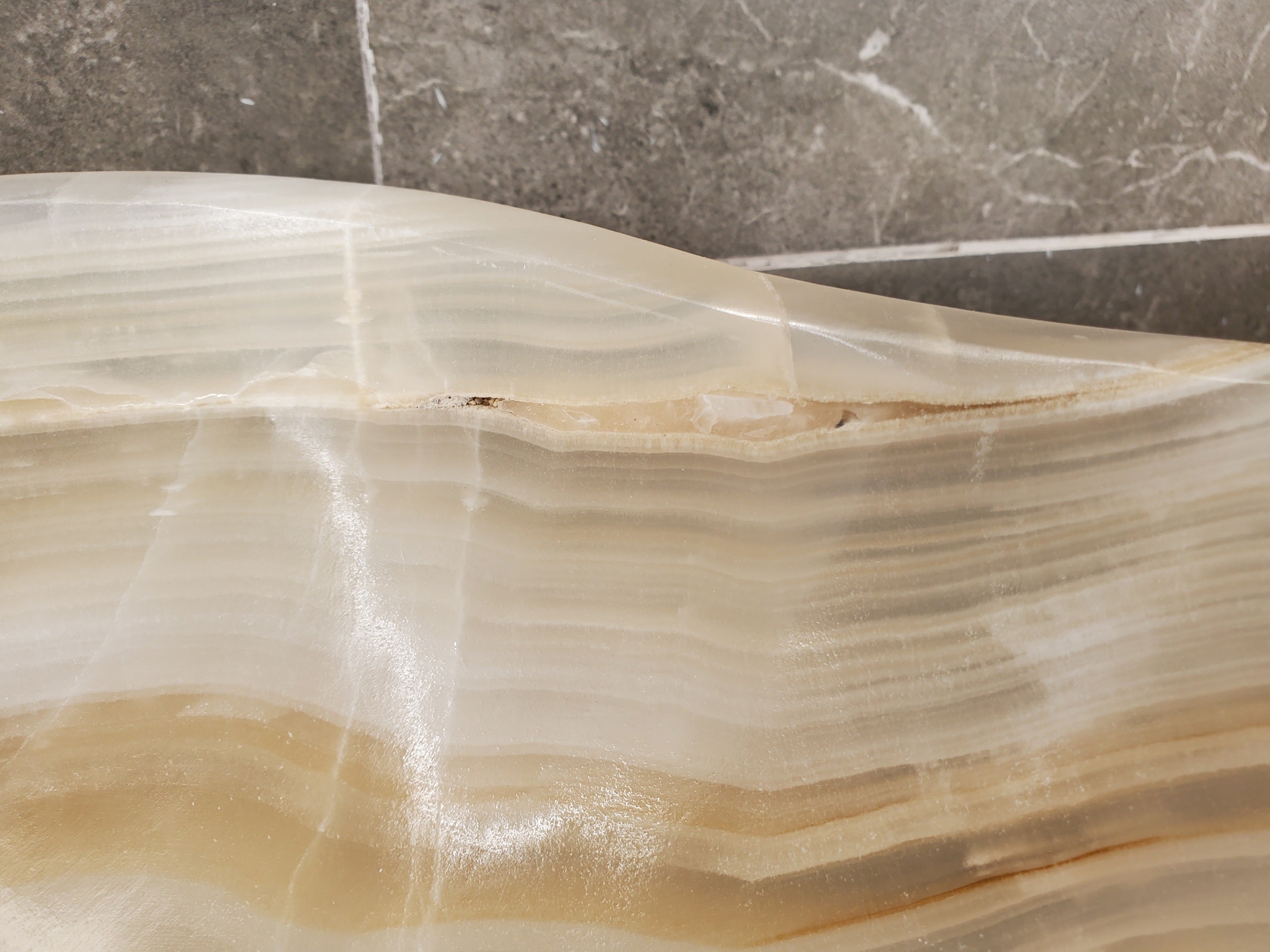 S33_28 White Onyx Bathroom Vessel Sink - 16 x 16 inch