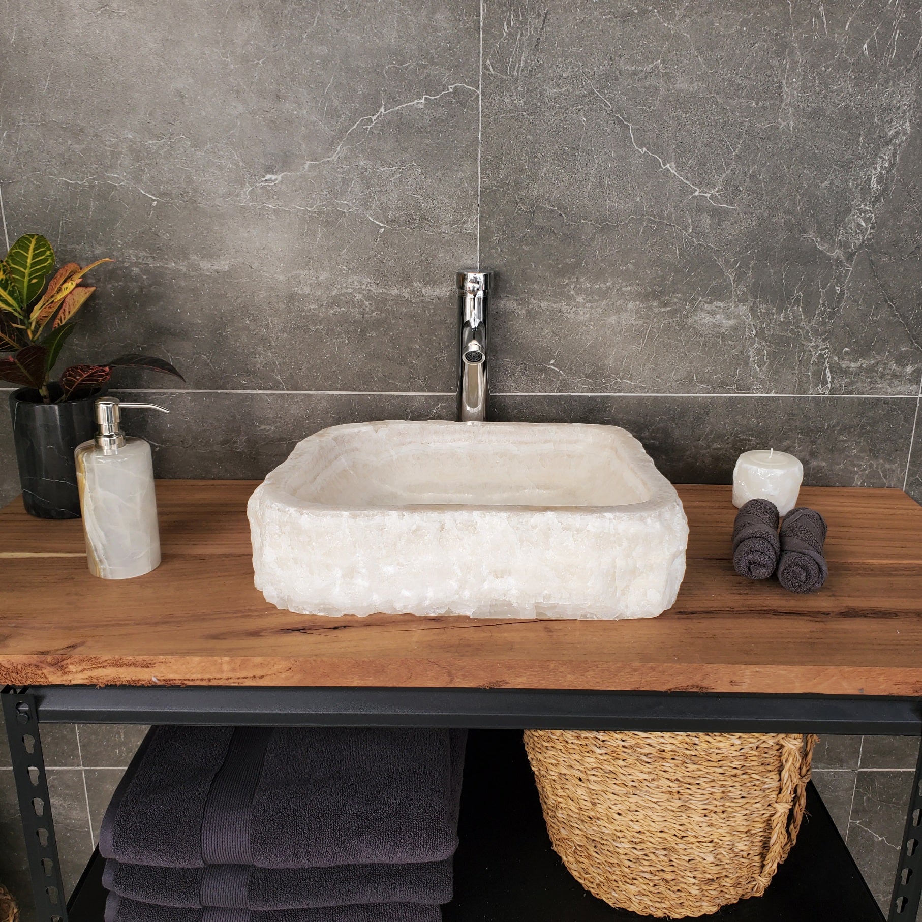 SET3401 Onyx Stone Master Bath Set of 2 (Two) Vessel Sinks