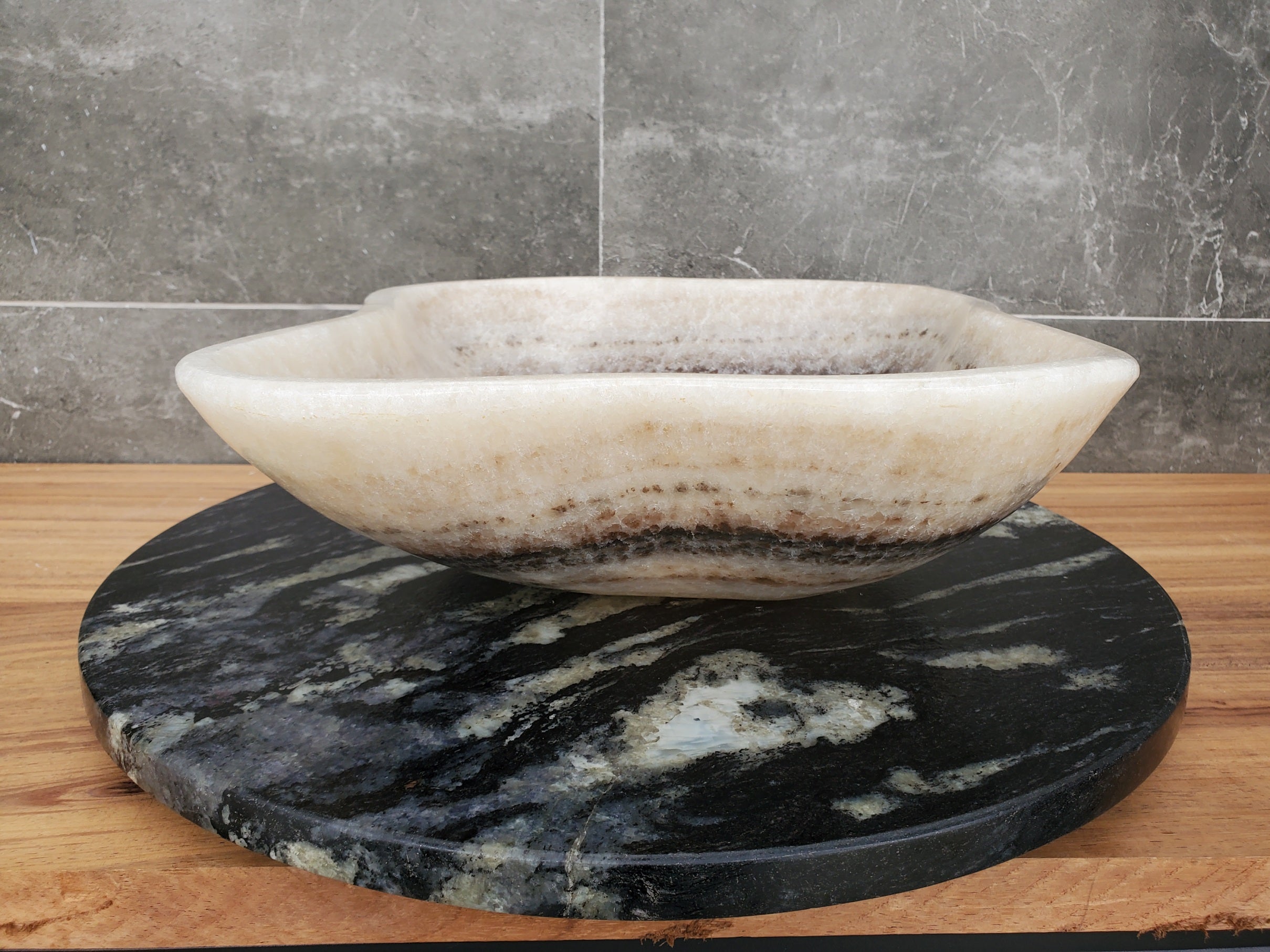 S32_12 Onyx Stone Vessel Bathroom Sink - 16.5 x 13.5 inch