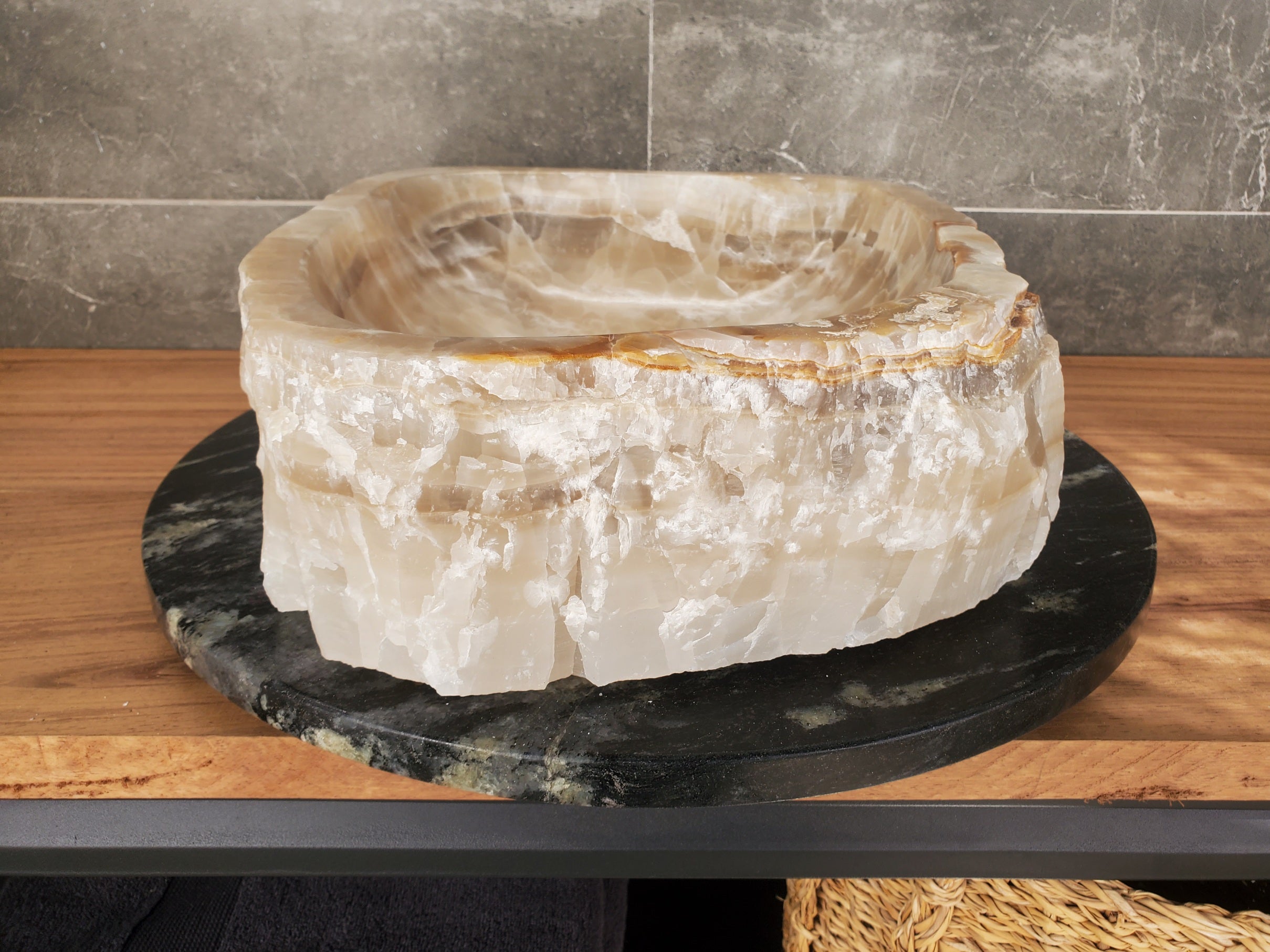 S33_15 Onyx Stone Vessel Sink - 17 x 14 inch
