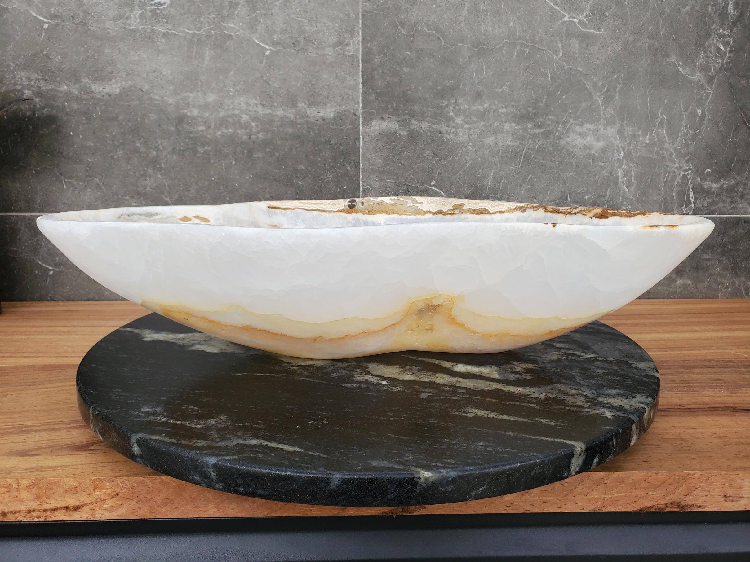 S32_10 Onyx Stone Vessel Bathroom Sink - 20 x 12.5 inch