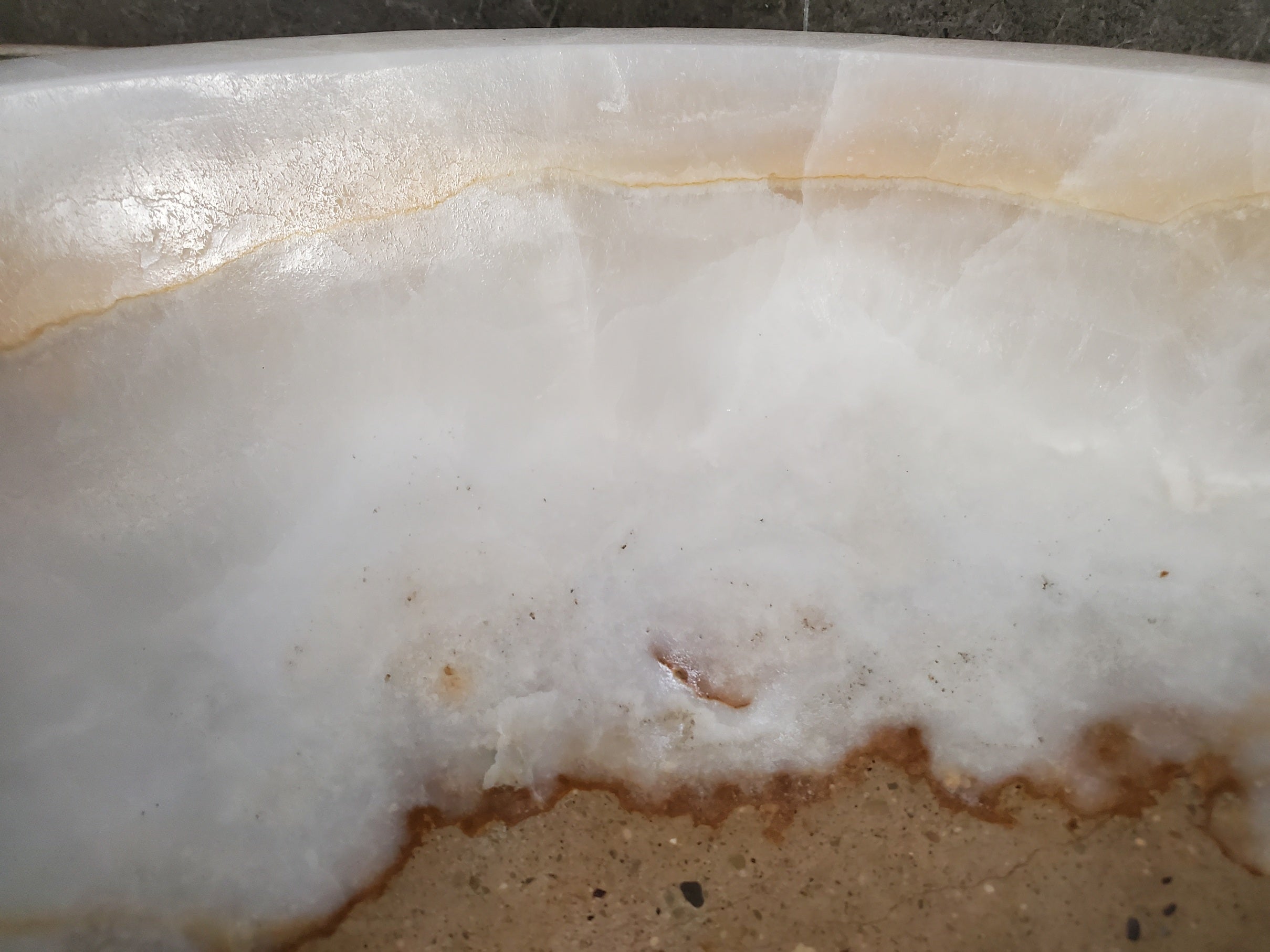 White Onyx Marble Vessel Sink, Natural Stone Vanity Basin, Polished Bathroom Countertop Sink, Spa Decor 16x16 Inch S40_07 Bathroom Sinks Featured Onyx Sinks Sinks