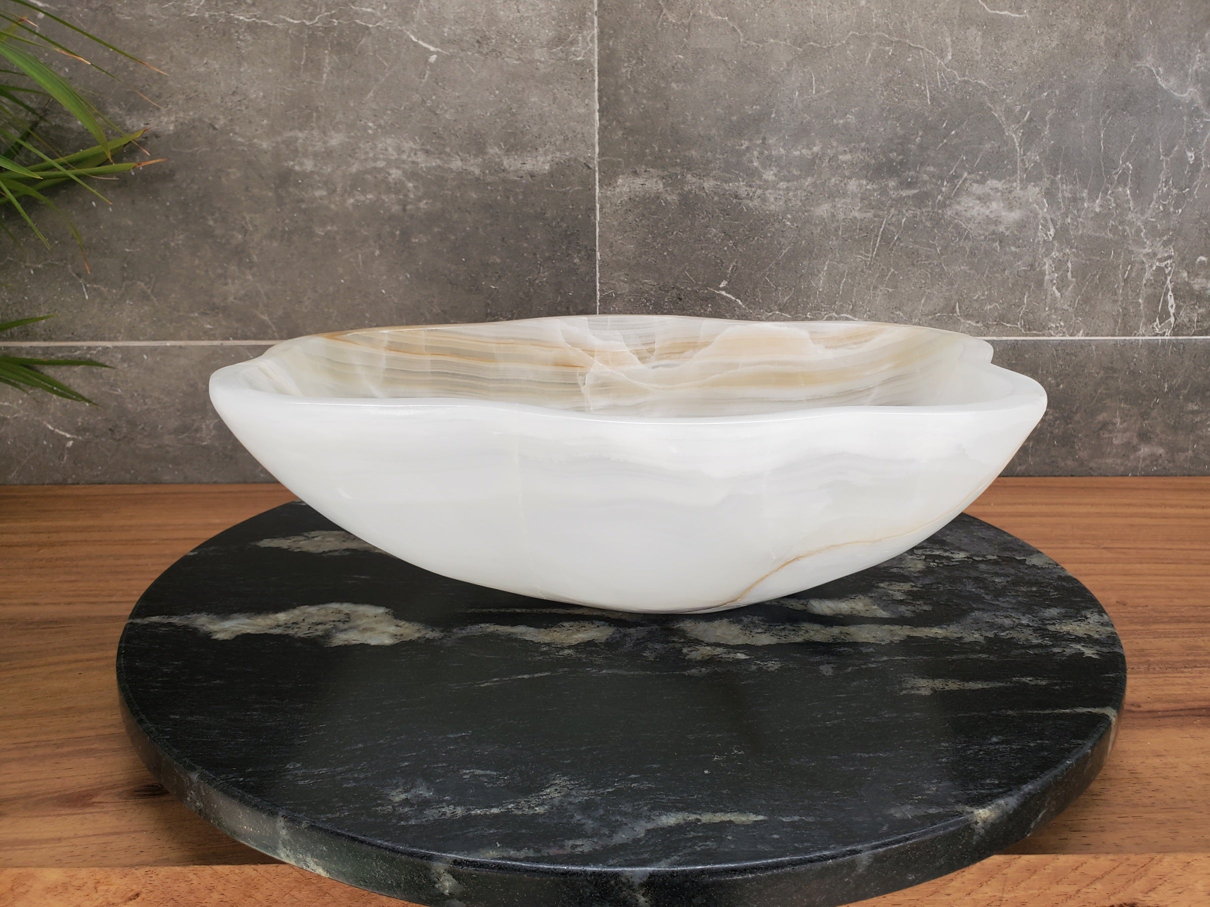 S33_26 White Onyx Bathroom Vessel Sink - 15.5 x 13 inch