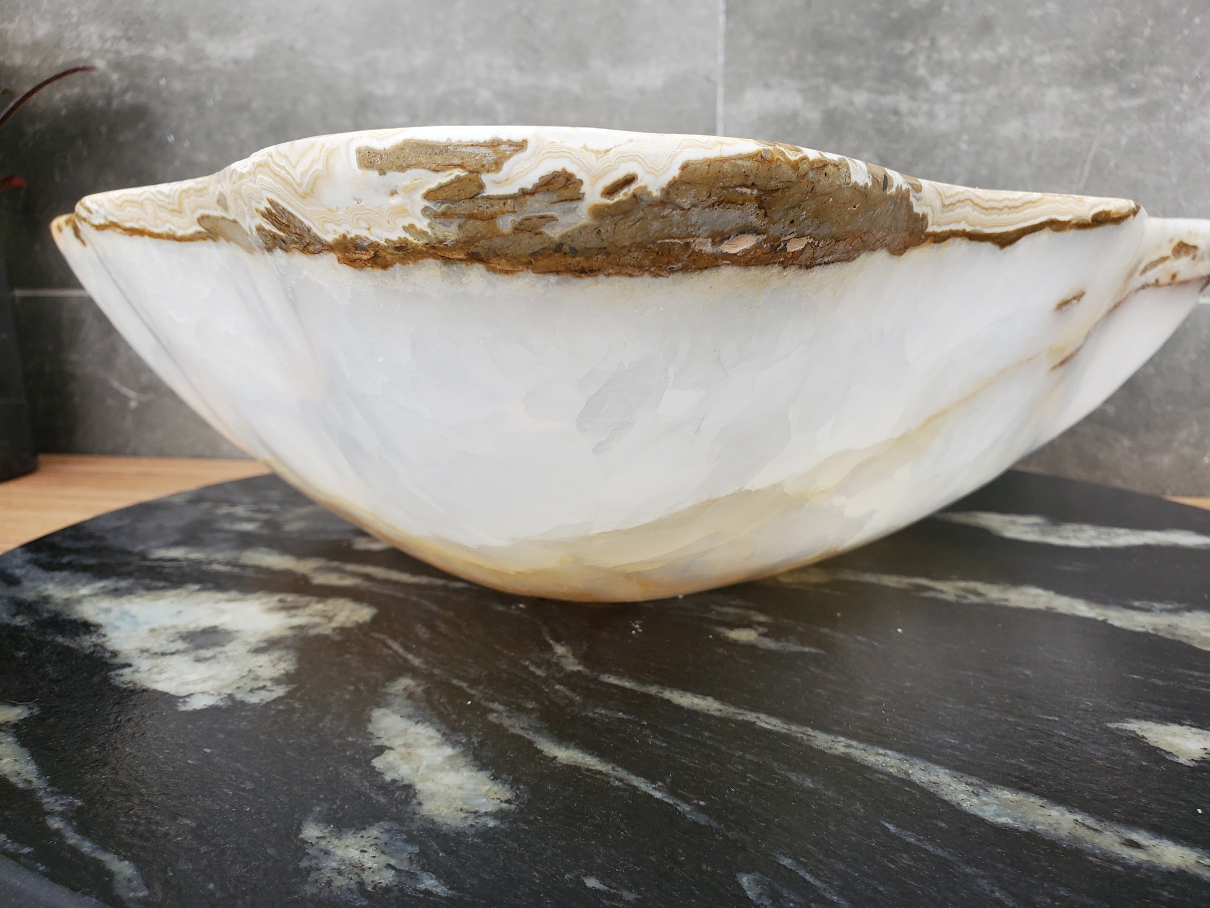 S32_10 Onyx Stone Vessel Bathroom Sink - 20 x 12.5 inch