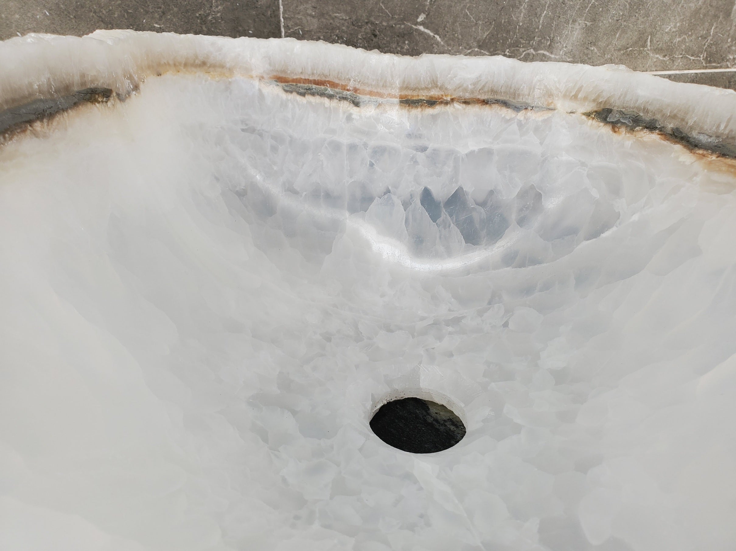 S33_48 White Onyx Bathroom Vessel Sink