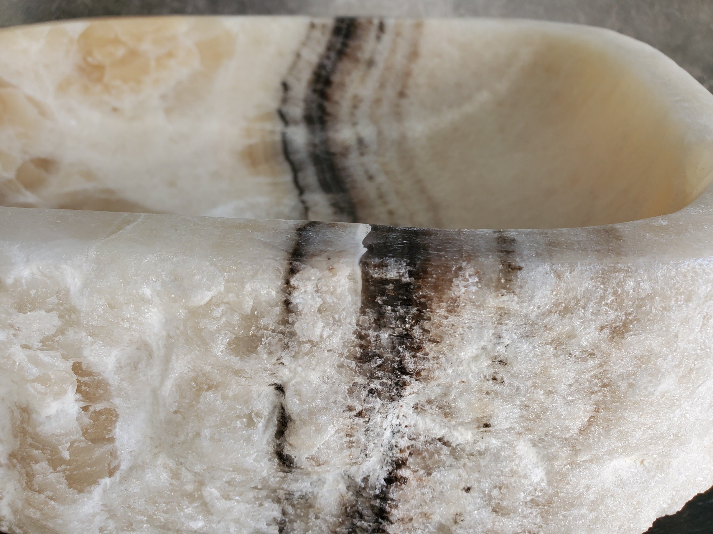 S37_17 Cream Onyx Vessel Sink – Rectangular Natural Stone Countertop Bathroom Sink 16.5 x 13.5 Inch Bathroom Sinks Featured Onyx Sinks Sinks