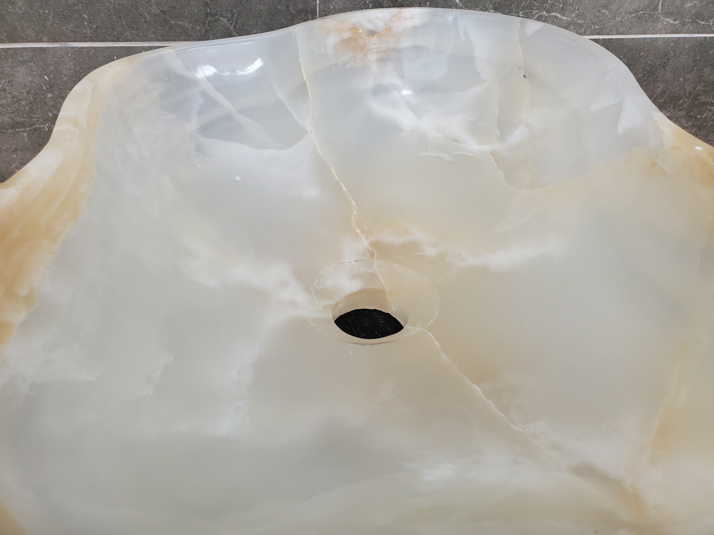 S32_11 Onyx Stone Vessel Bathroom Sink - 18 x 12 inch