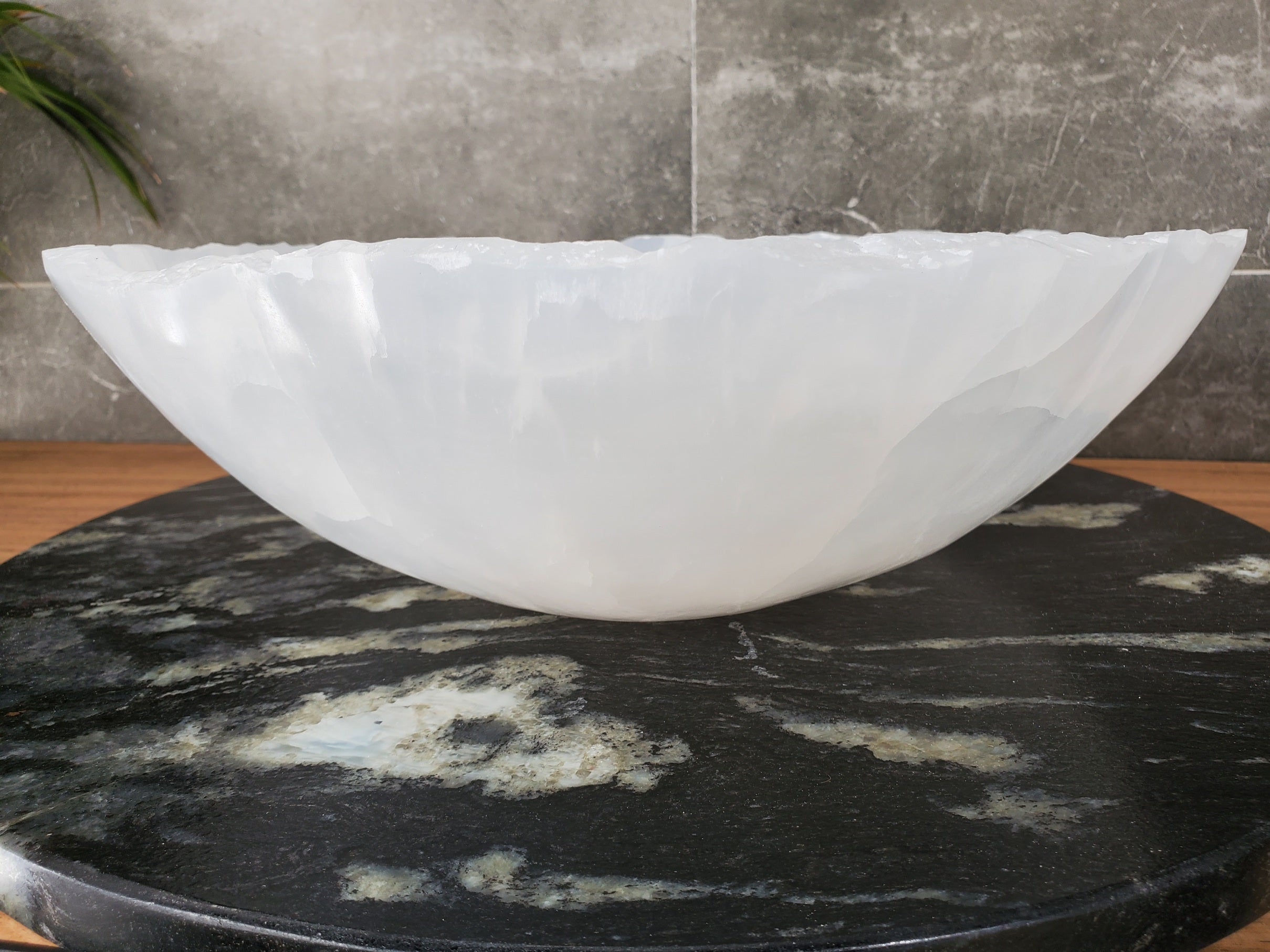 S33_46 White Onyx Bathroom Vessel Sink - 16 x 13.5 inch