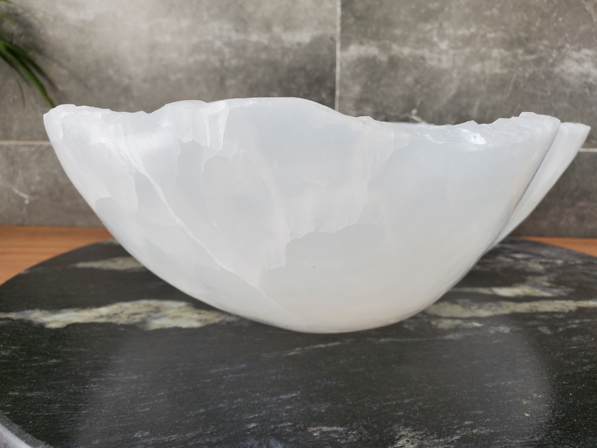 S33_46 White Onyx Bathroom Vessel Sink - 16 x 13.5 inch