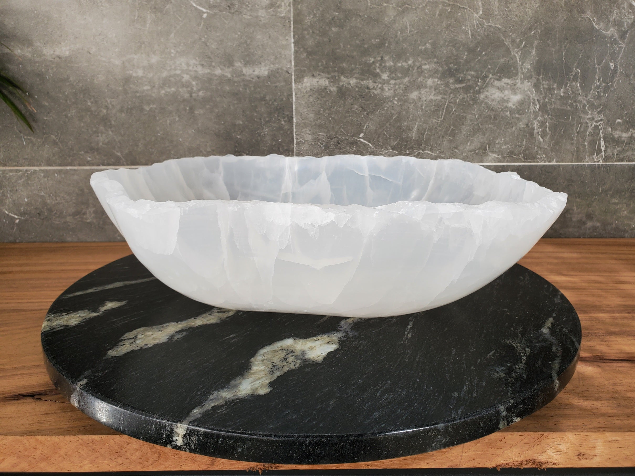 S33_47 White Onyx Bathroom Vessel Sink - 16 x 13.5 inch