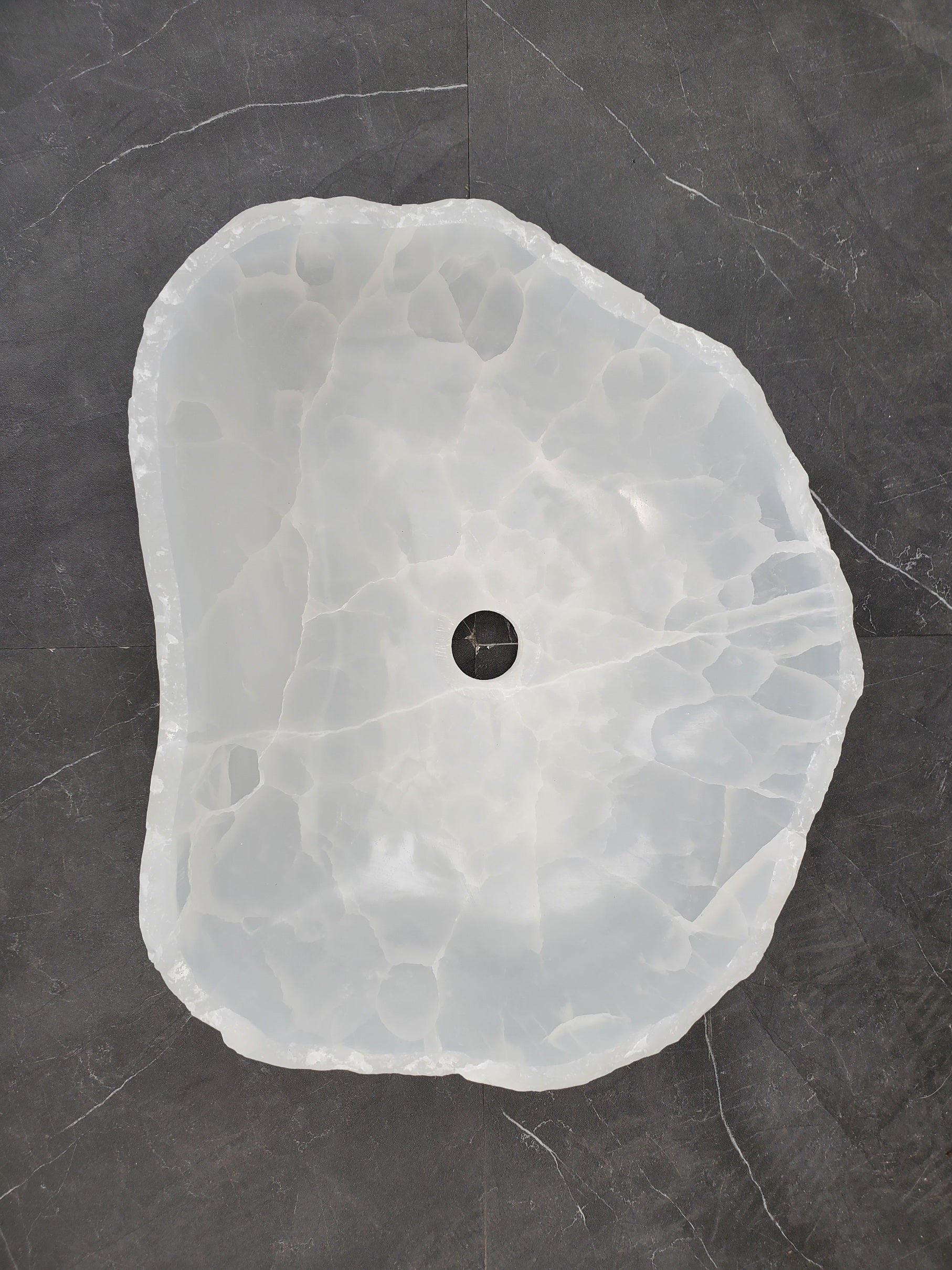 S33_46 White Onyx Bathroom Vessel Sink - 16 x 13.5 inch