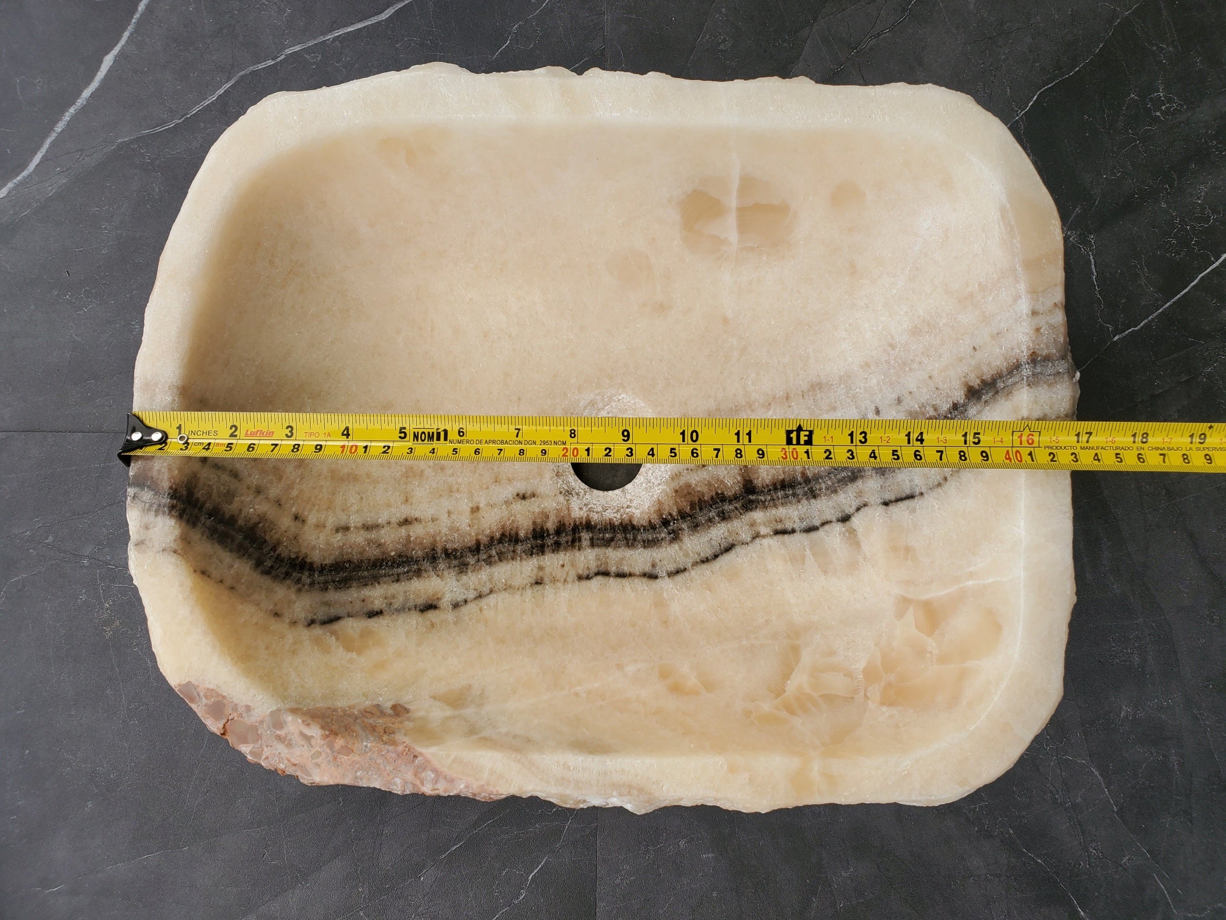 S37_16 Beige Onyx Vessel Sink, 17x13 Inch Onyx Stone Countertop Bathroom Sink Bathroom Sinks Featured Onyx Sinks Sinks