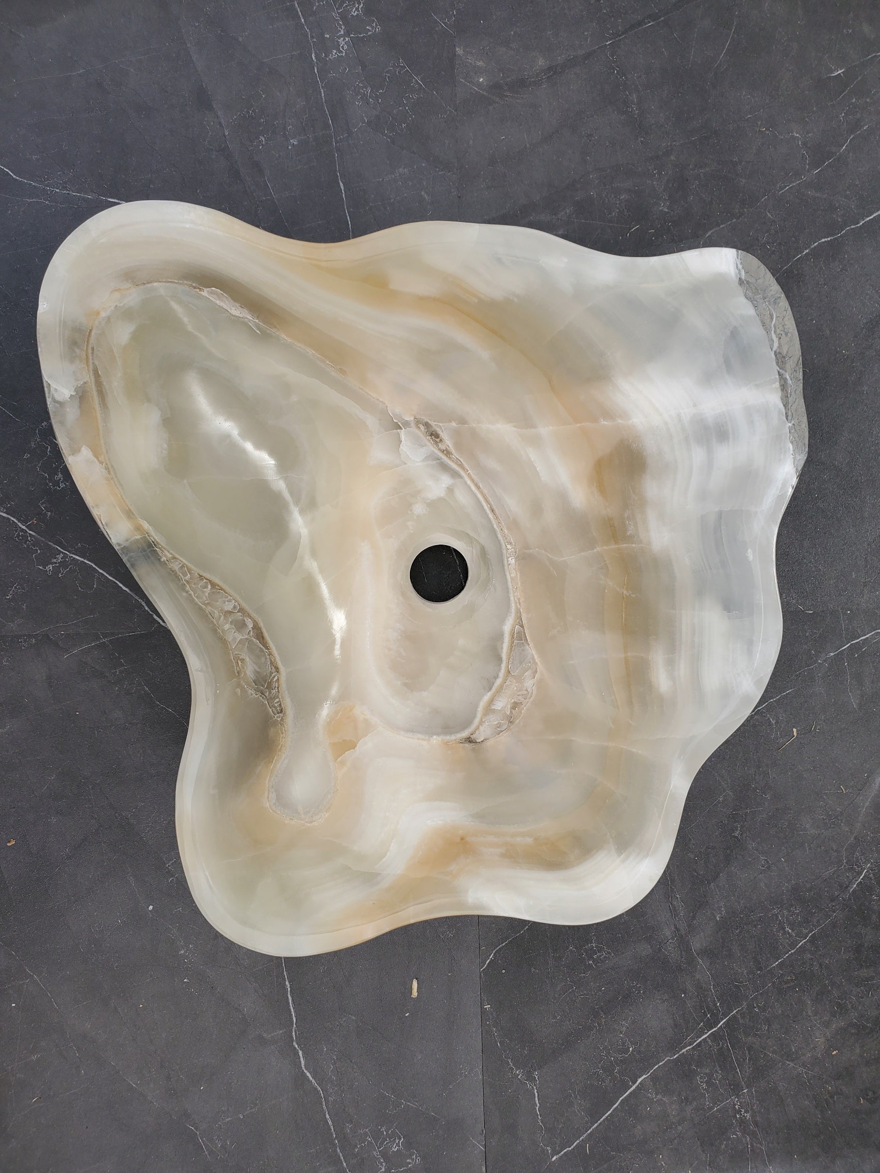 S33_23 White Onyx Bathroom Vessel Sink - 17 x 16 inch