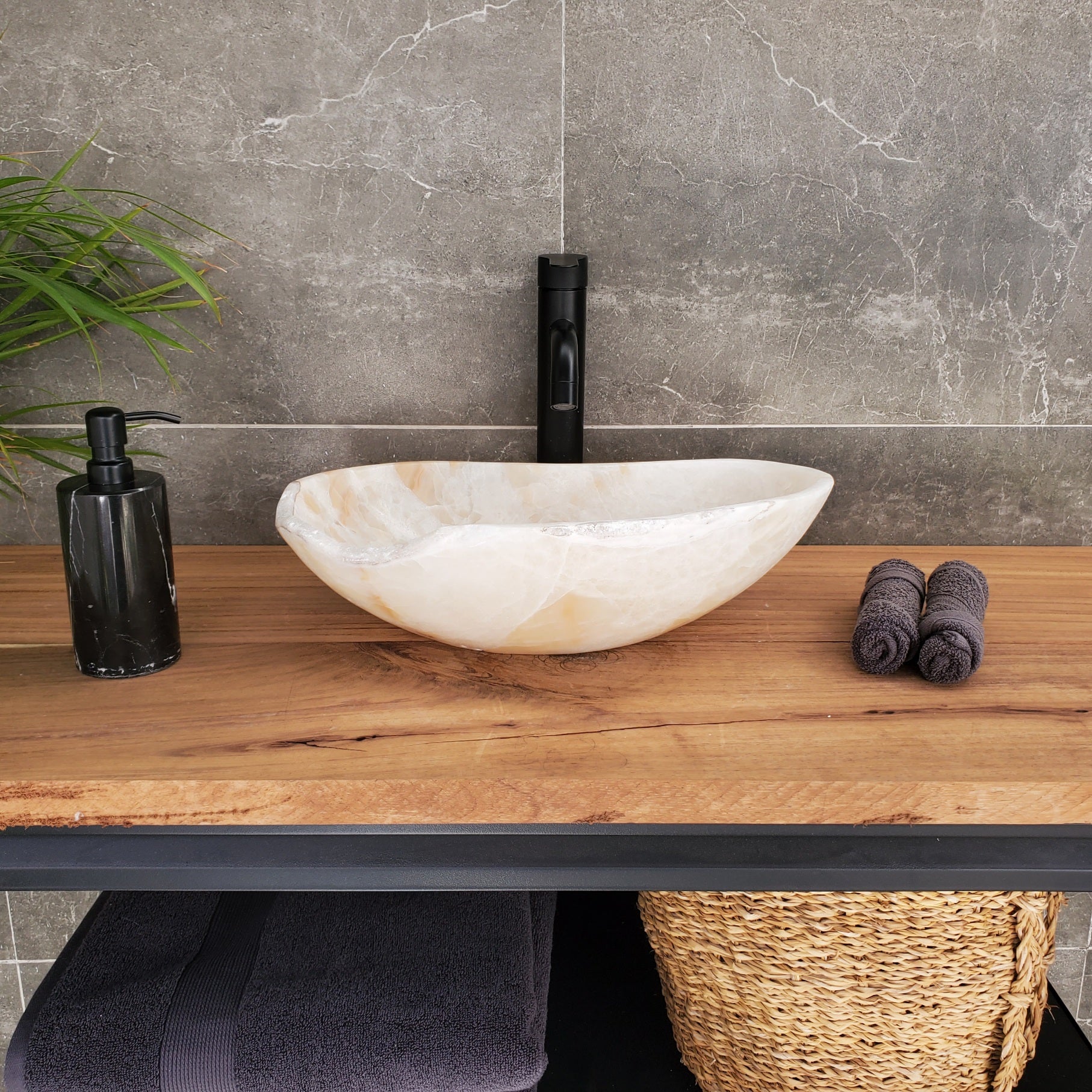 S33_33 Neutral White Onyx Bathroom Vessel Sink