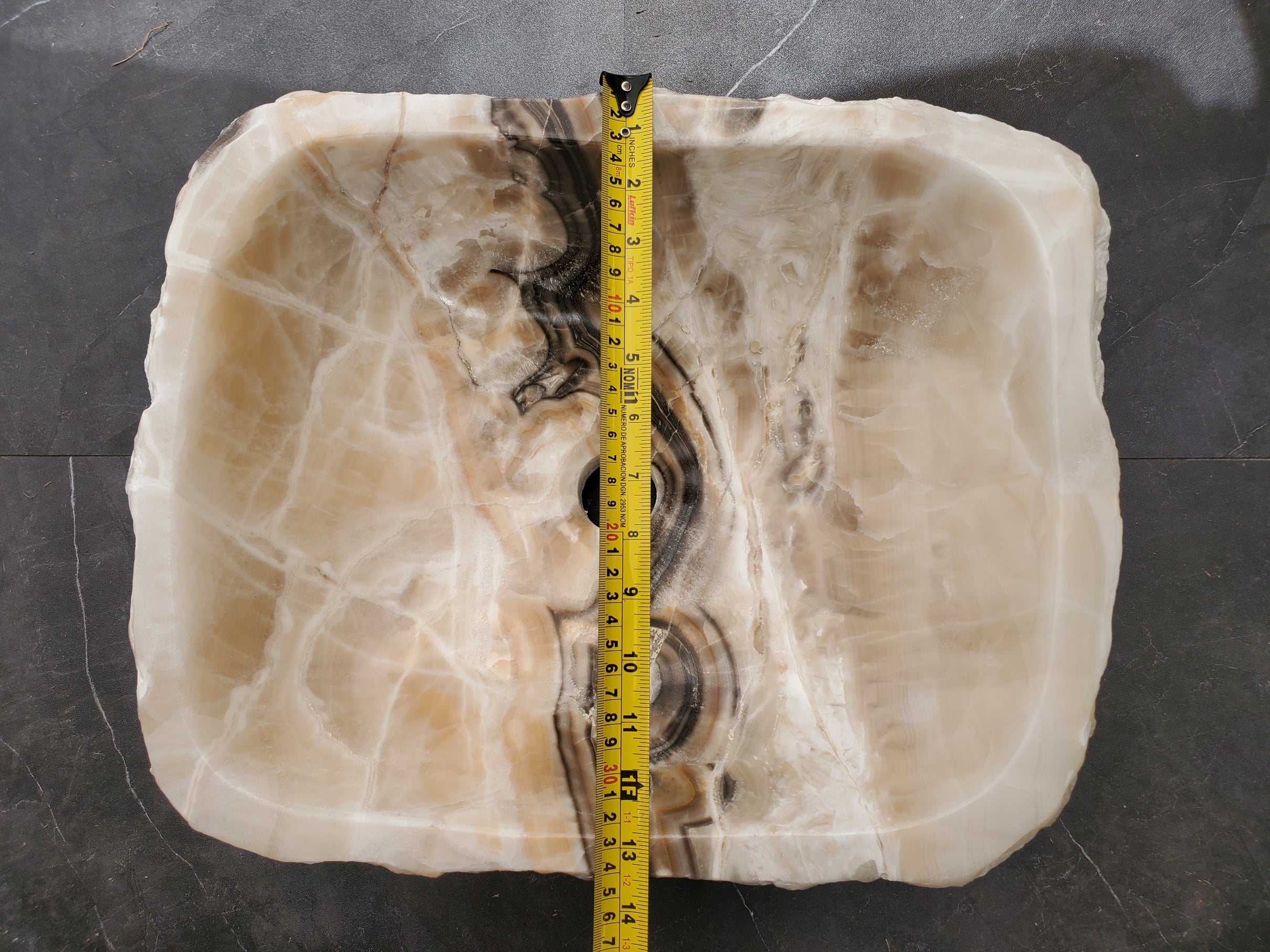 S33_08 Onyx Stone Vessel Bathroom Sink - 17 x 13.5 inch