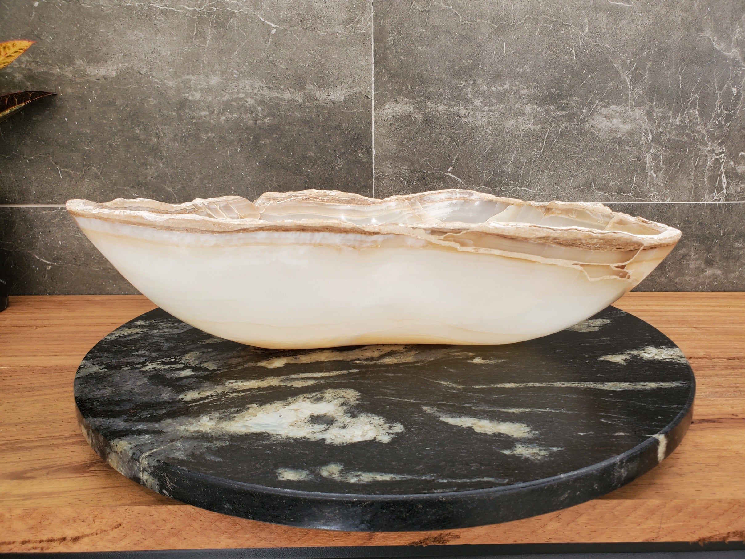 S32_20 Onyx Stone Vessel Bathroom Sink - 17.5 x 13 inch