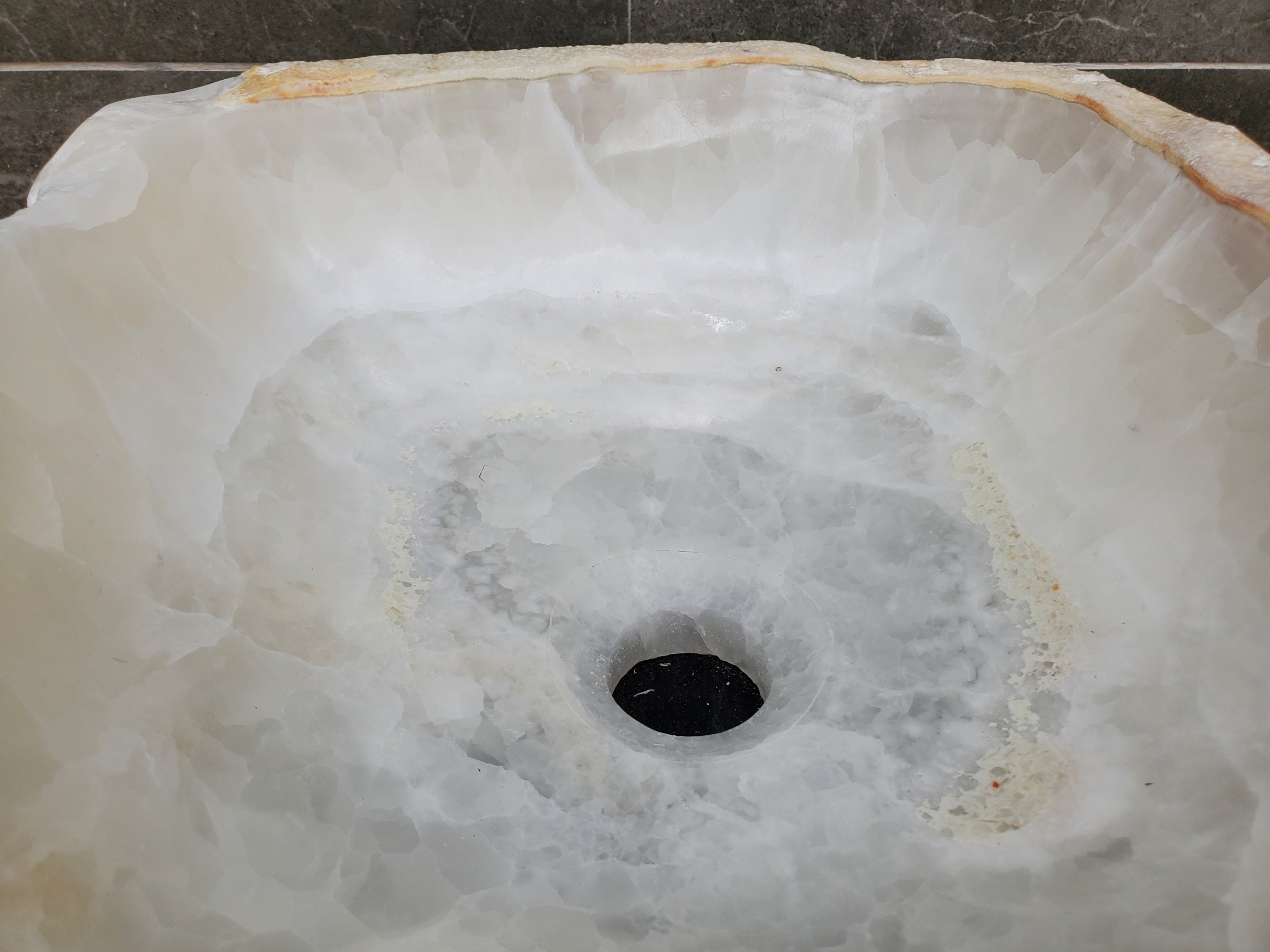 S31_45 Onyx Stone Vessel Bathroom Sink - 15.5 x 13.5 Inch
