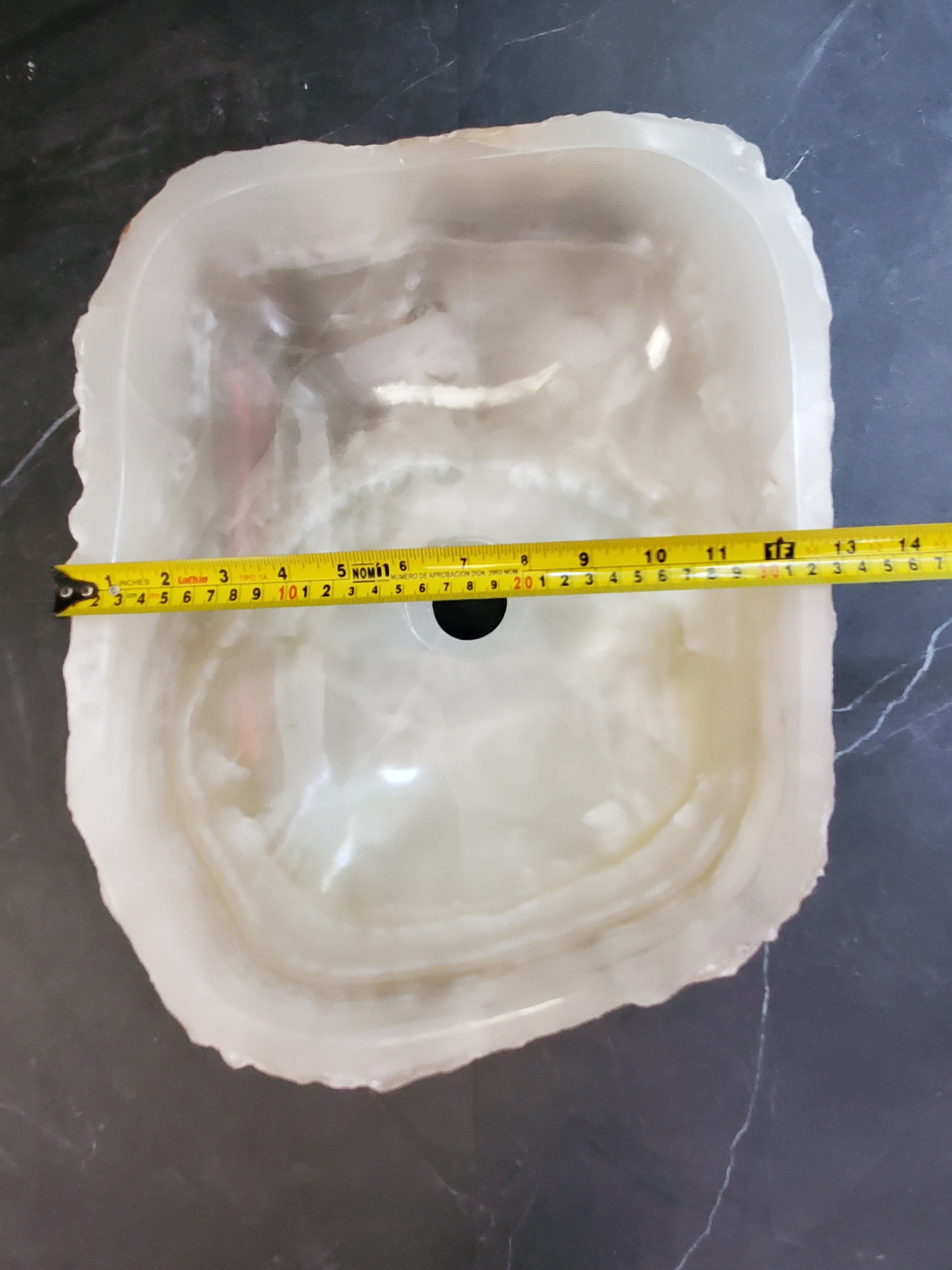 White Cream Onyx Marble Vessel Sink, Natural Stone Vanity Basin, Polished Bathroom Countertop Sink, Spa Decor 15.5x13 Inch S40_04 Bathroom Sinks Featured Onyx Sinks Sinks