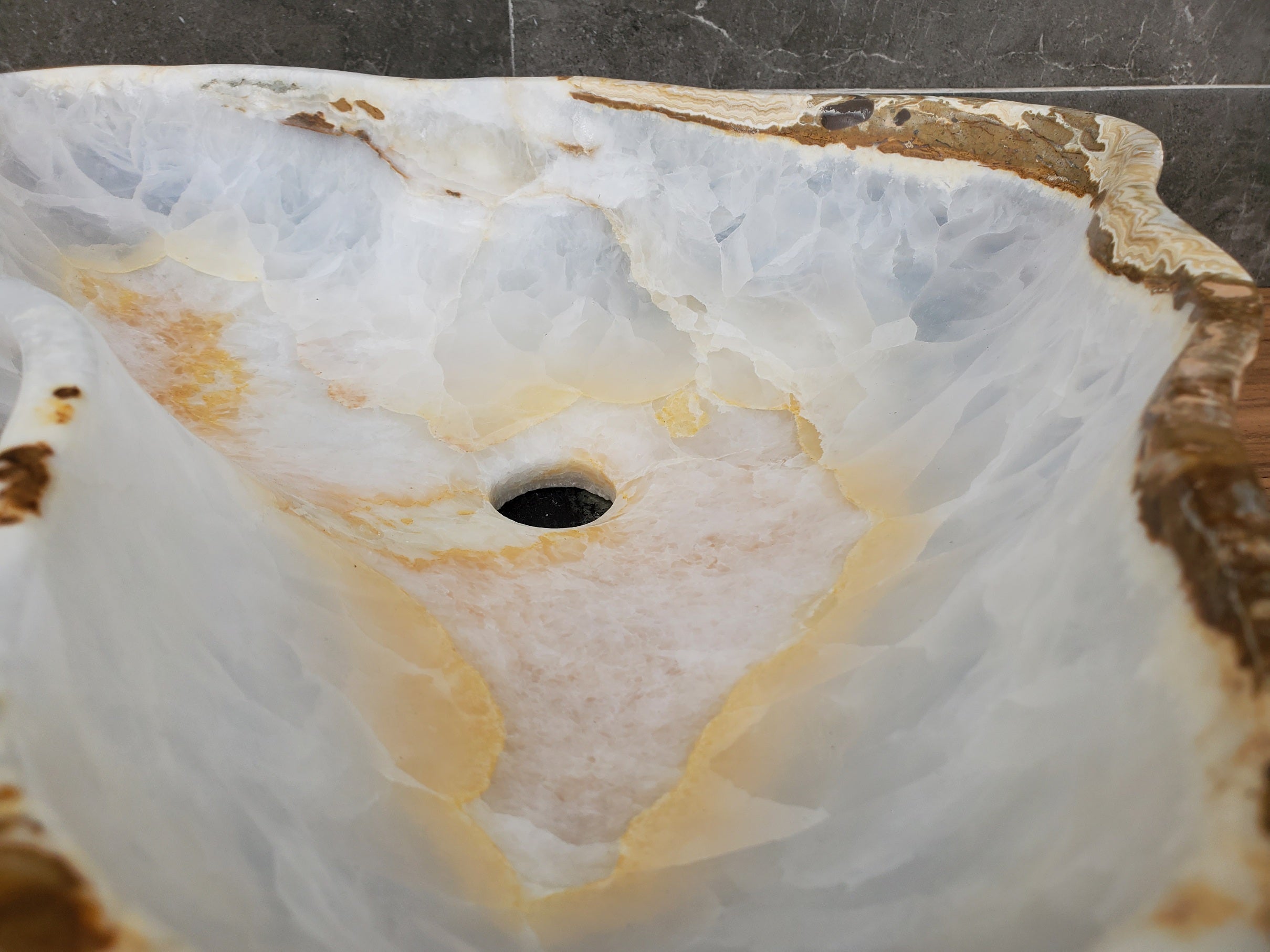 S32_10 Onyx Stone Vessel Bathroom Sink - 20 x 12.5 inch