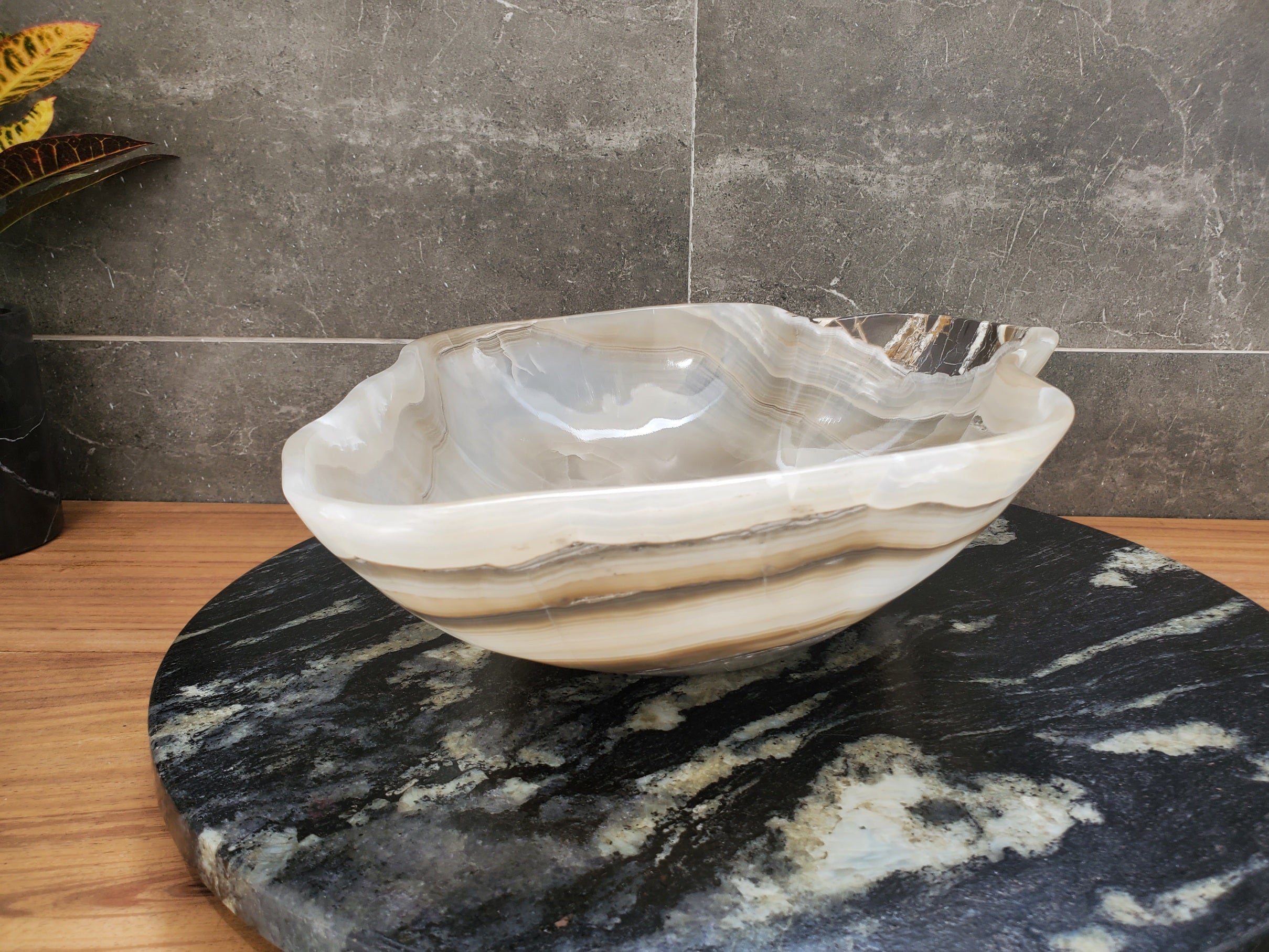 S32_17 Onyx Stone Vessel Bathroom Sink - 15 x 13 inch