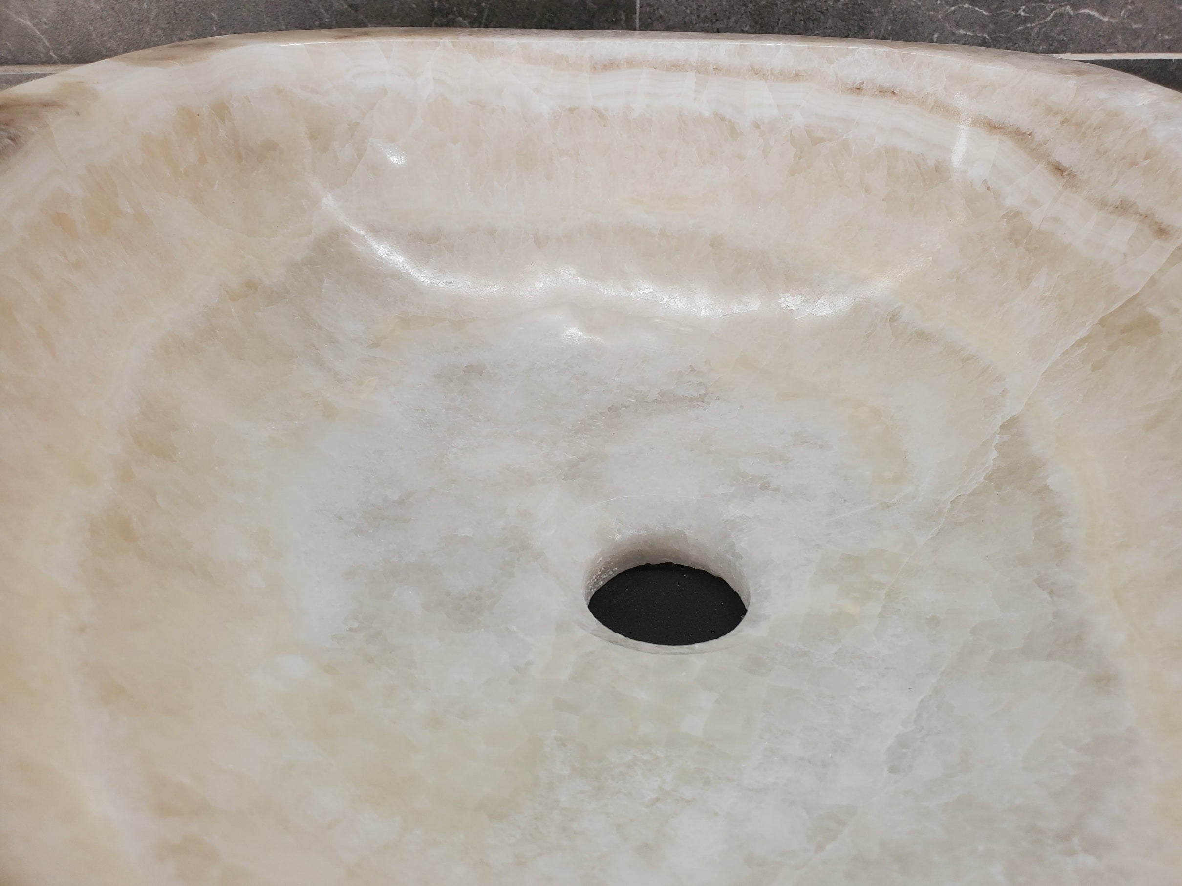 S33_18 Onyx Stone Vessel Sink- 15.5 x 13.5 inch