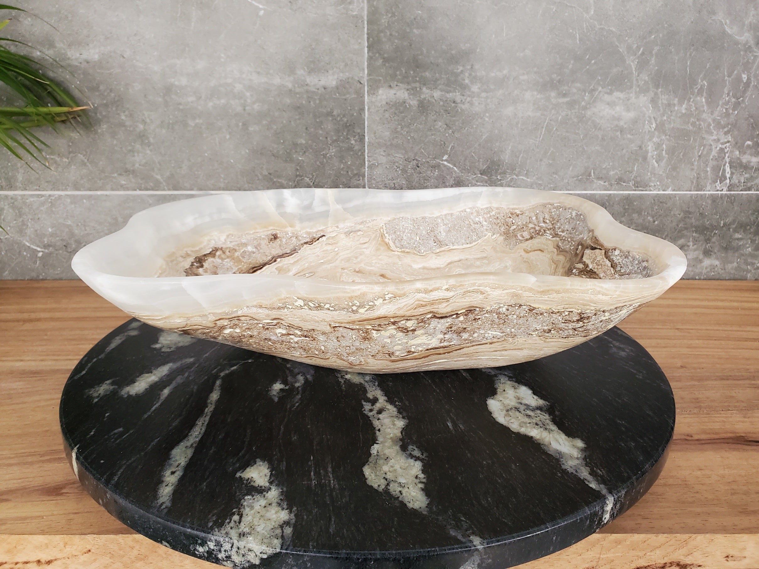 S33_39 Onyx Stone Vessel Bathroom Sink - 17 x 13 inch