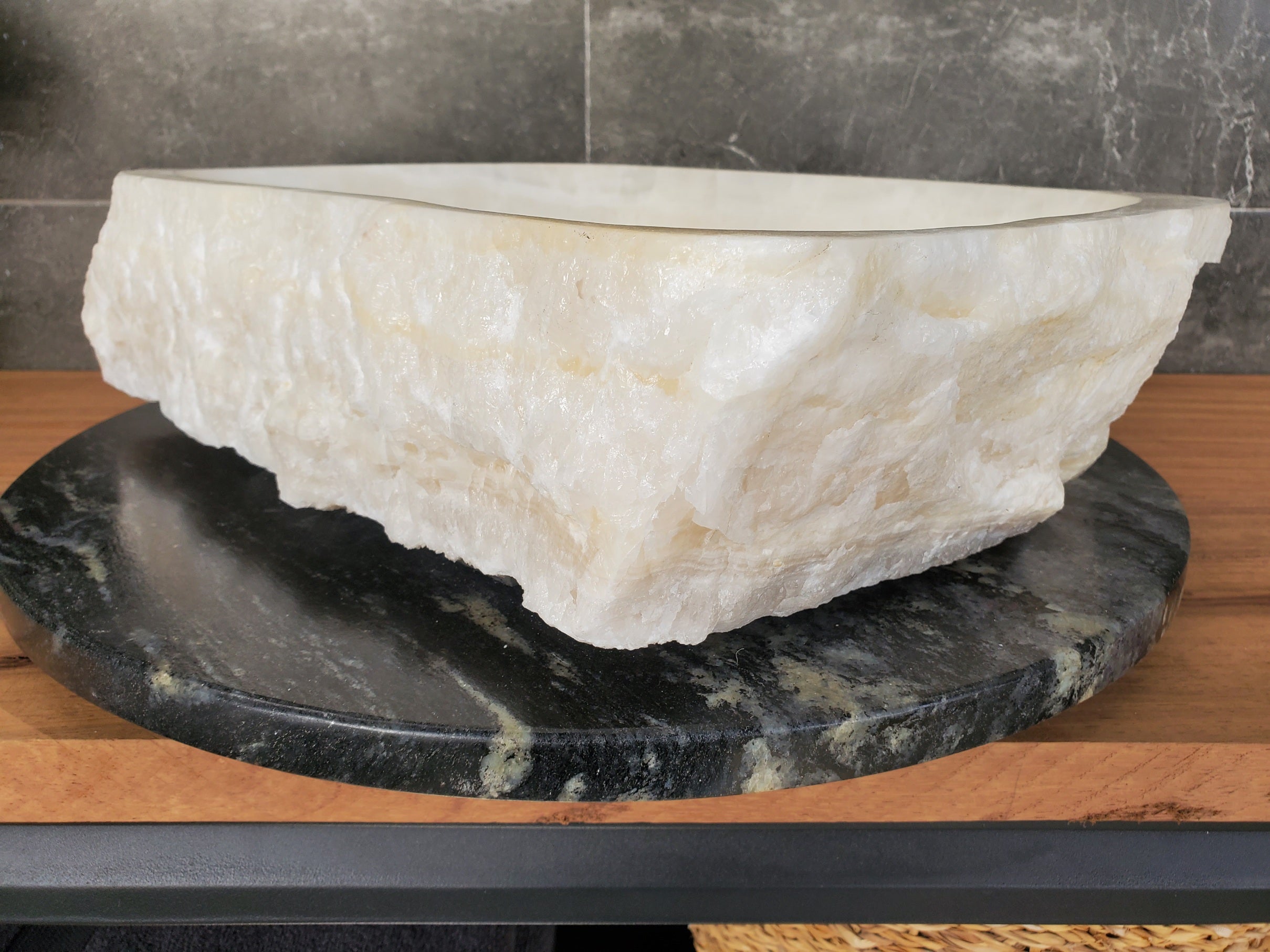 S34_09 Onyx Stone Vessel Bathroom Sink - 17 x 12.8 inch