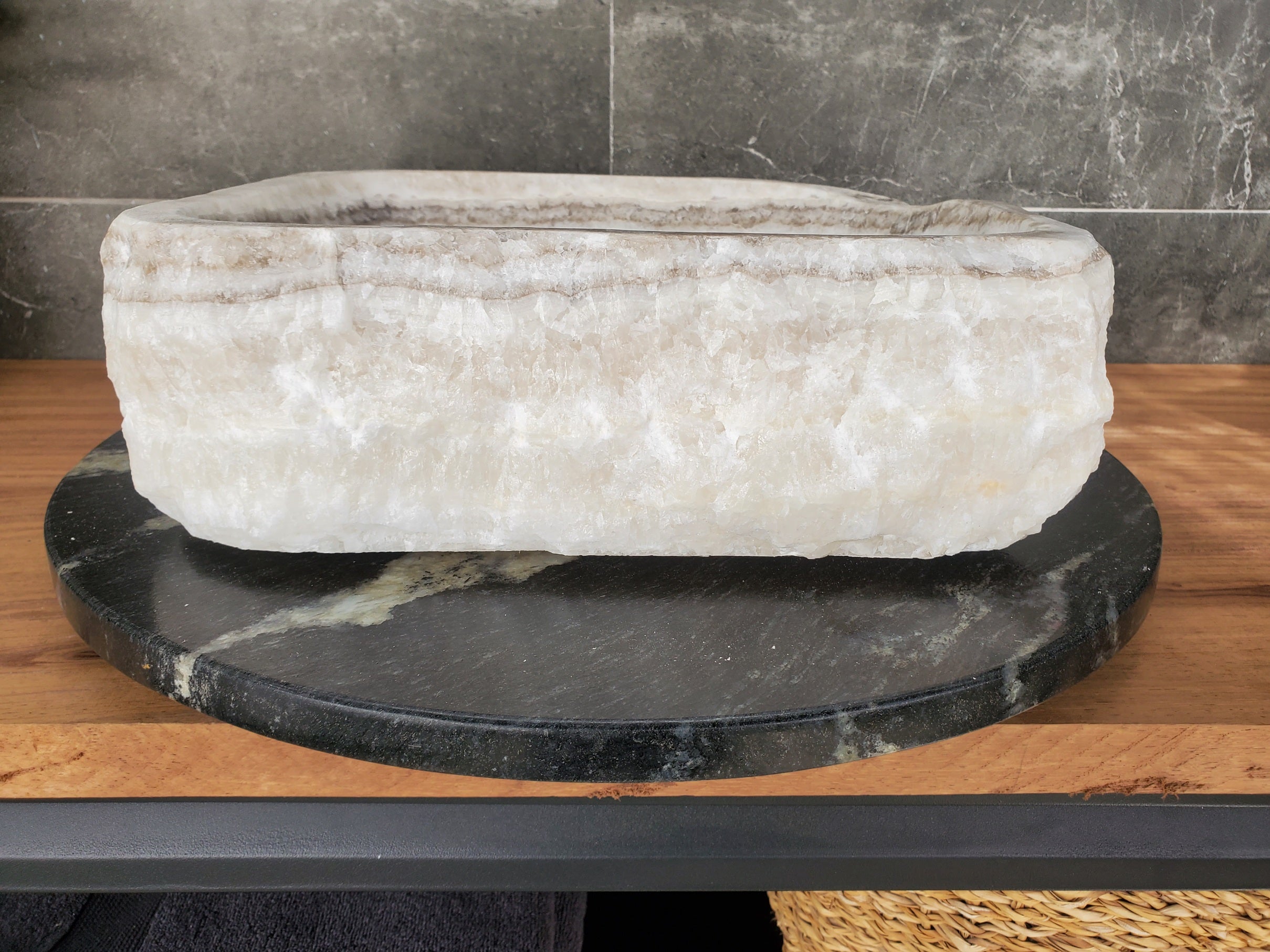 S33_16 Onyx Stone Vessel Bathroom Sink - 15 x 12 inch