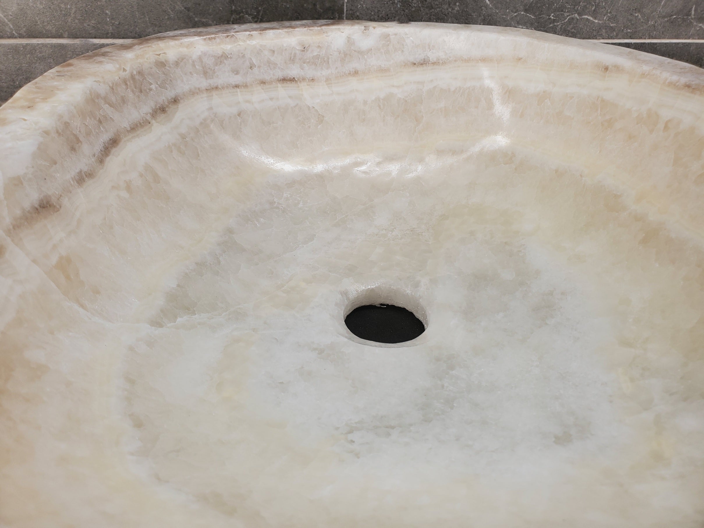 S33_18 Onyx Stone Vessel Sink- 15.5 x 13.5 inch